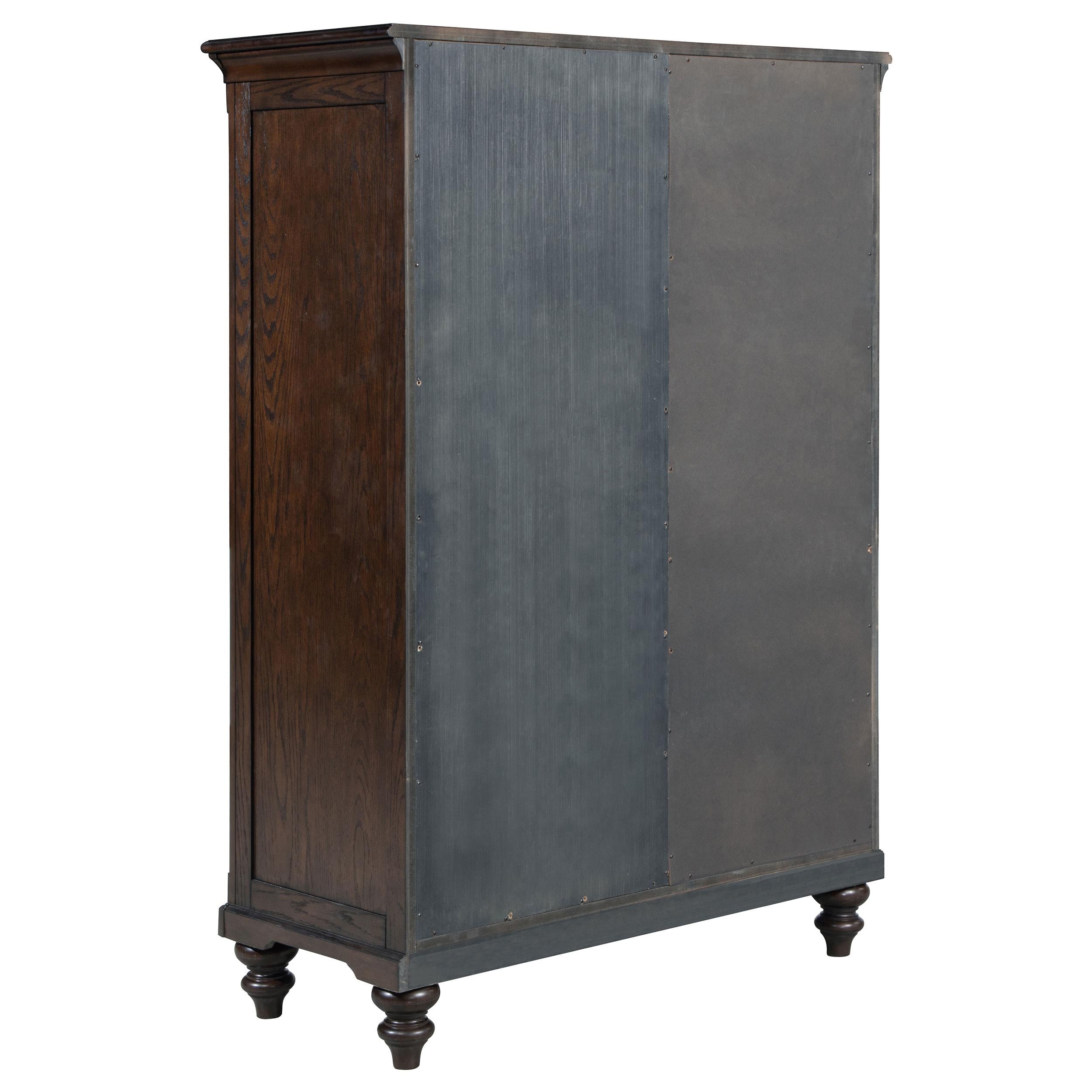 Andover 6-drawer Tempered Glass Door Chest Dark Oak - Ideal Furniture (Fresno,CA) 
