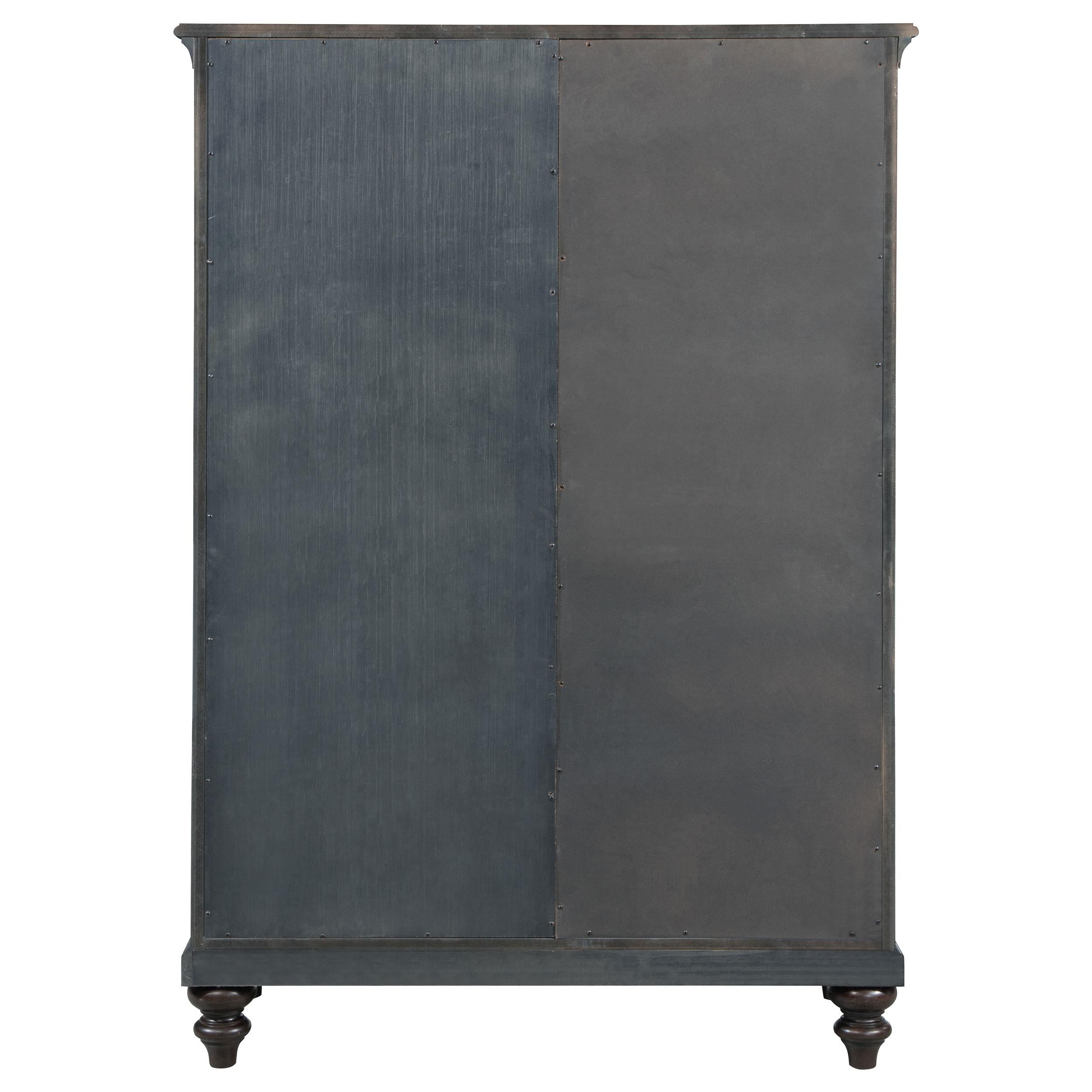 Andover 6-drawer Tempered Glass Door Chest Dark Oak - Ideal Furniture (Fresno,CA) 