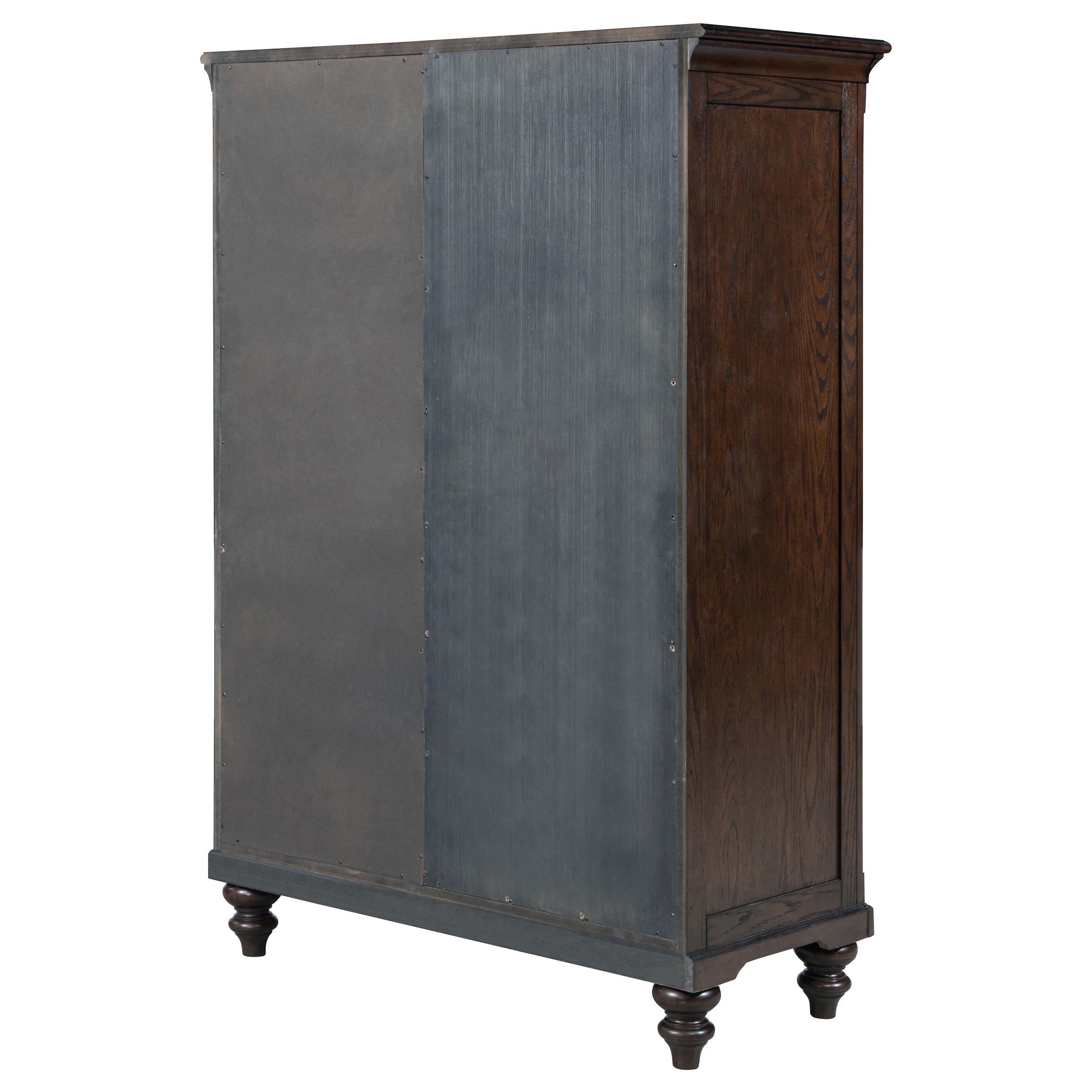 Andover 6-drawer Tempered Glass Door Chest Dark Oak - Ideal Furniture (Fresno,CA) 