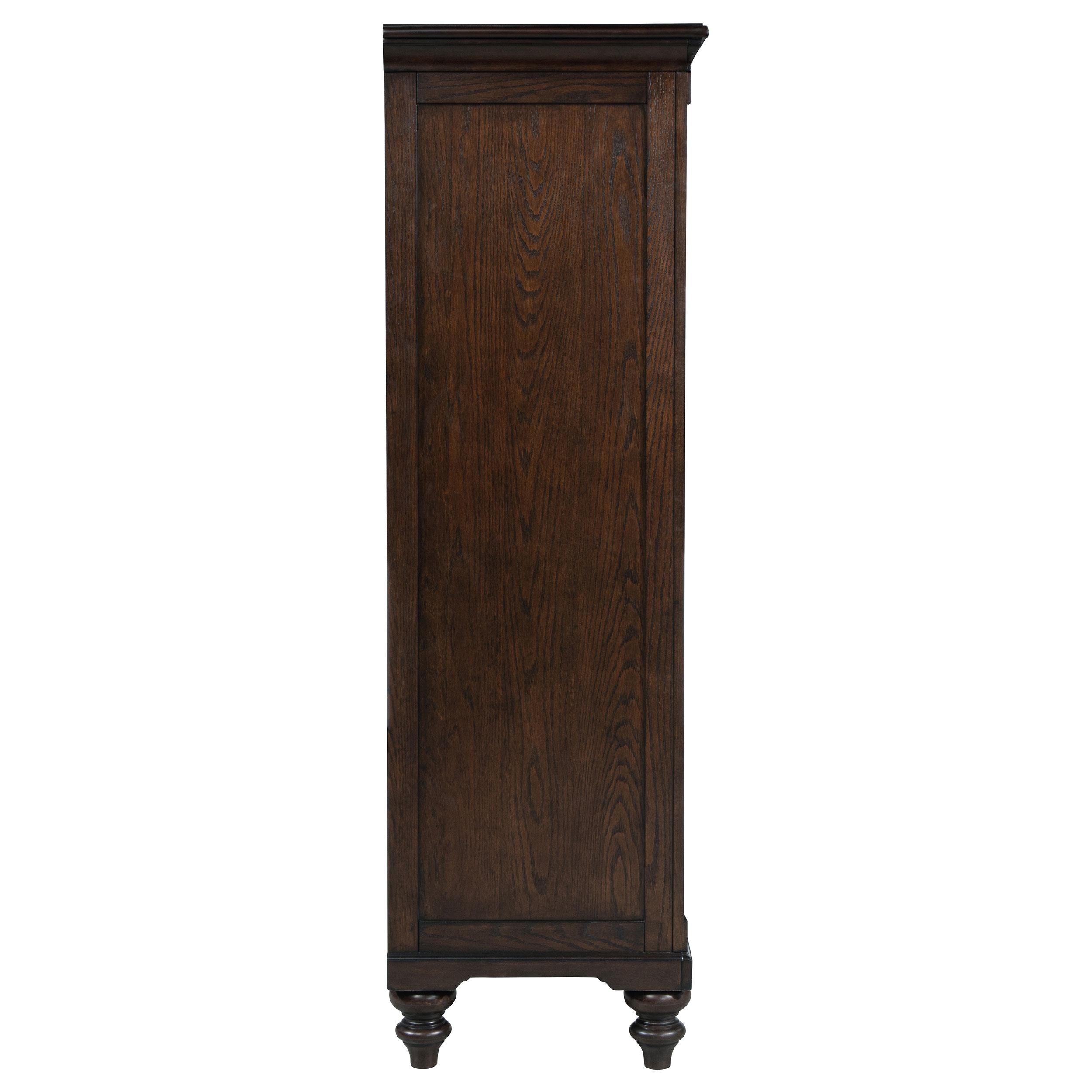 Andover 6-drawer Tempered Glass Door Chest Dark Oak - Ideal Furniture (Fresno,CA) 