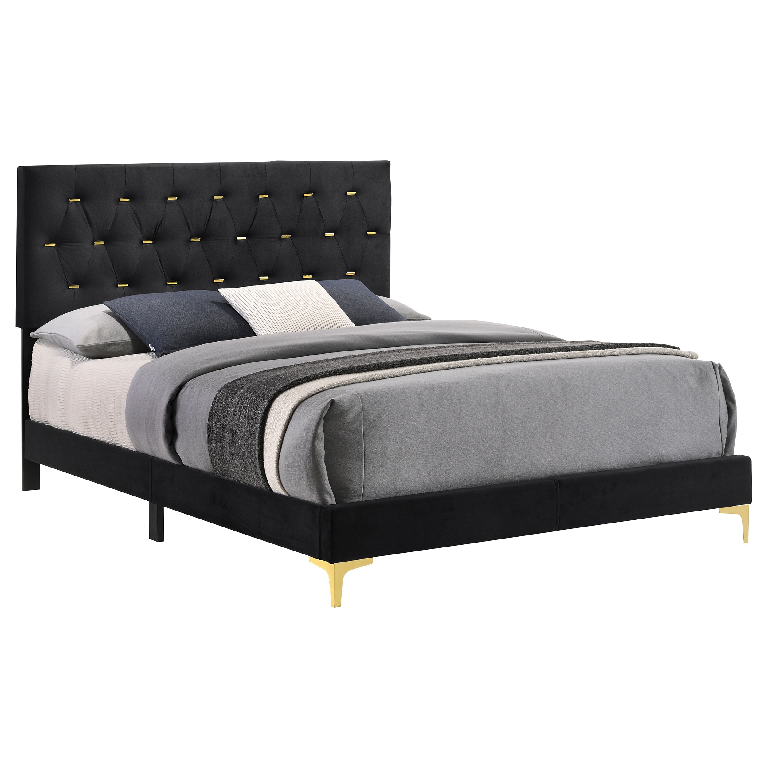 Kendall Panel Bed E.King, & Queen Black & White - Ideal Furniture (Fresno,CA) 