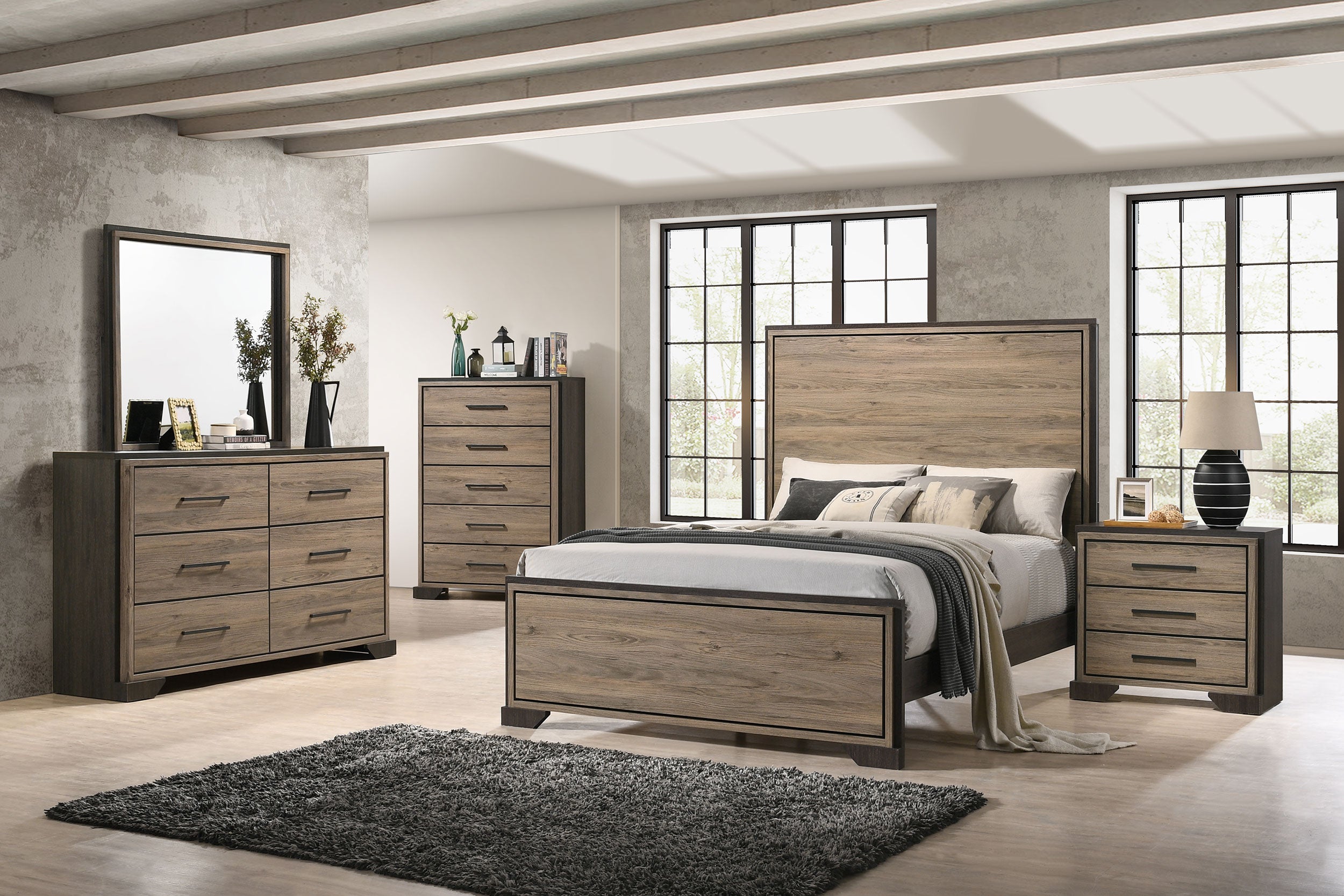 Baker Bedroom Set Brown and Light Taupe