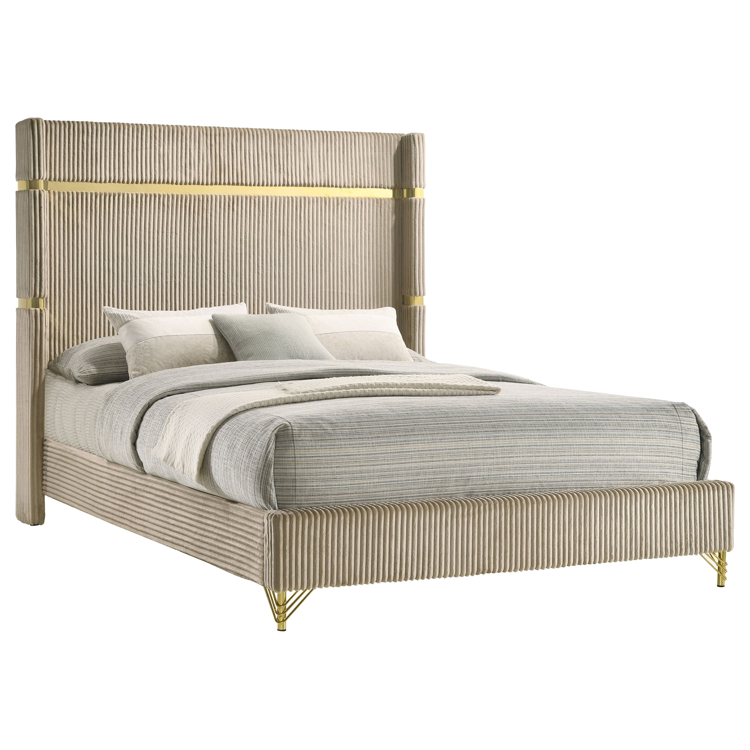 Lucia Eastern King & Queen Bed Beige & Grey - Ideal Furniture (Fresno,CA) 