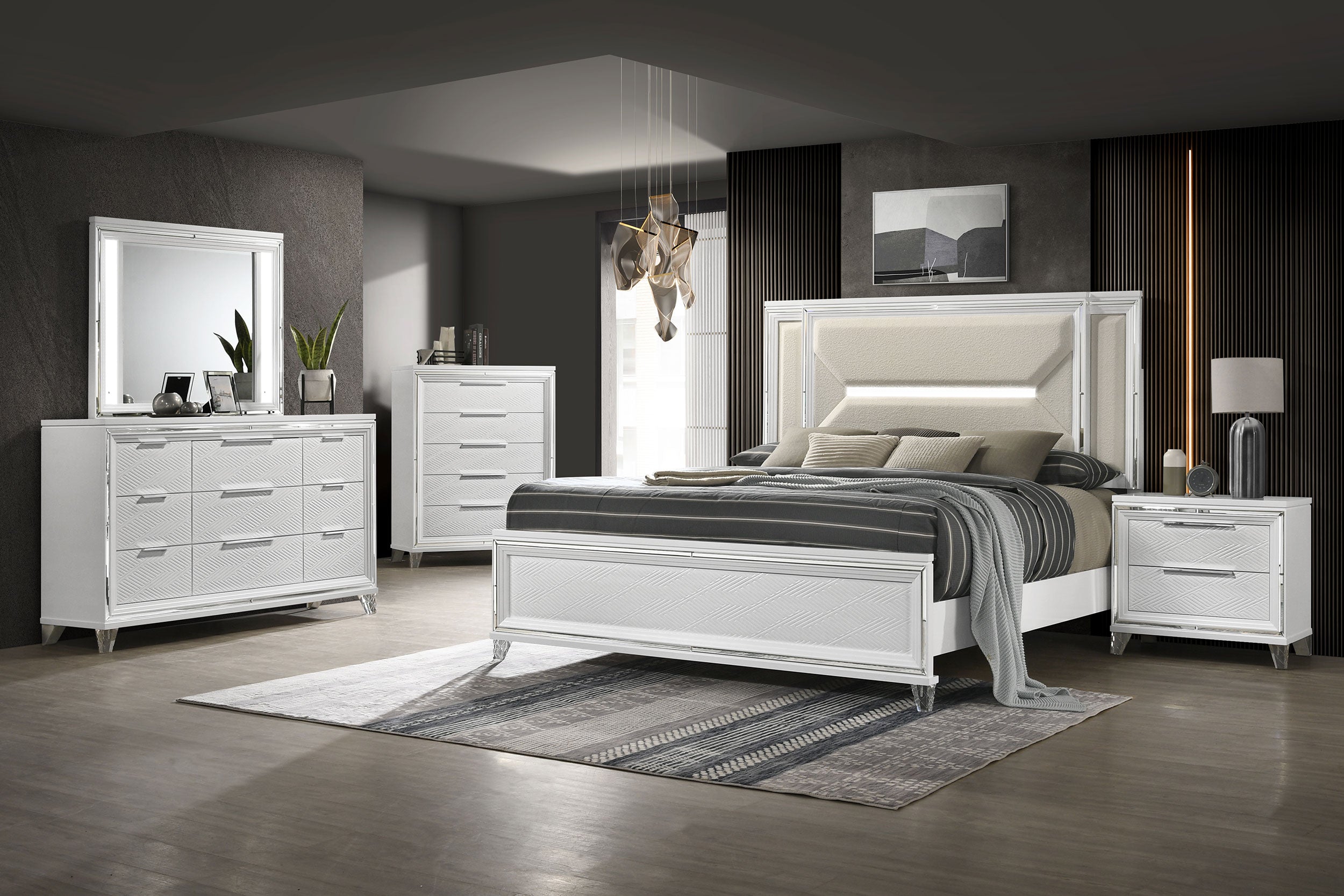 Marmore 4 & 5 Pc E.king, Cal.king, & Queen Bedroom Set - Ideal Furniture (Fresno,CA) 