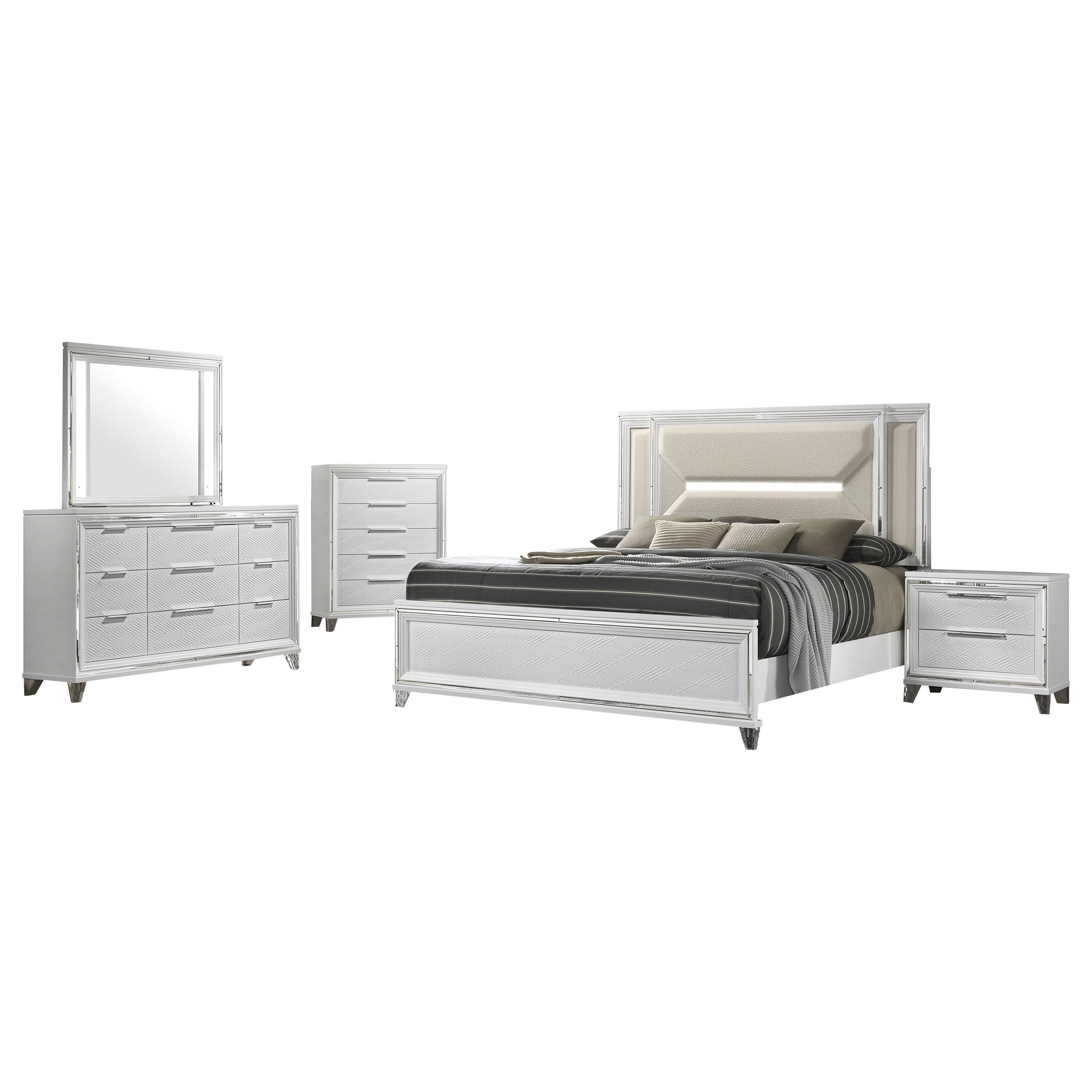 Marmore 4 & 5 Pc E.king, Cal.king, & Queen Bedroom Set - Ideal Furniture (Fresno,CA) 