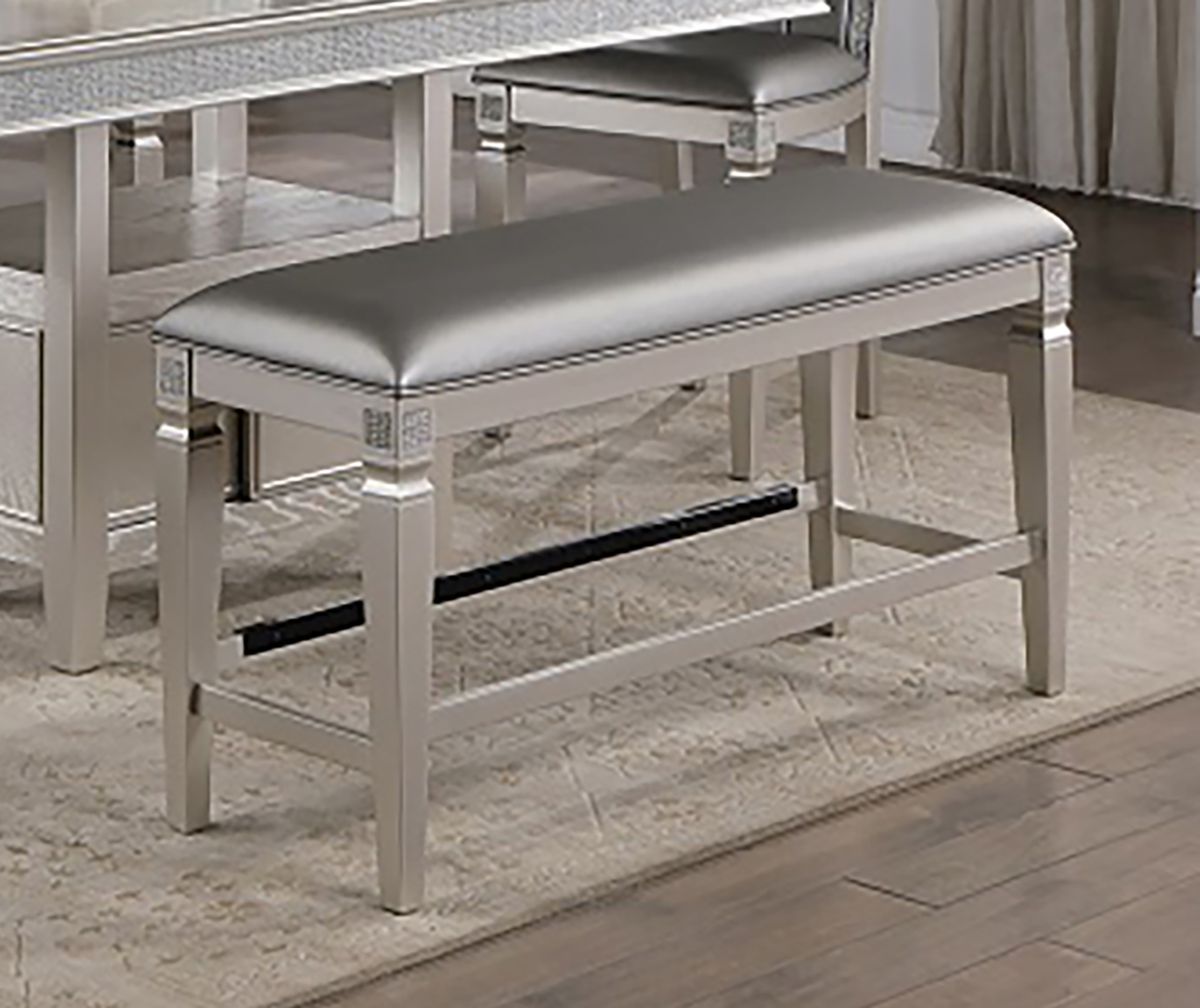 Crown Mark Furniture Klina Counter Height Bench in Silver image