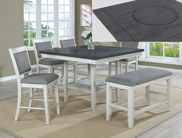 FULTON COUNTER HT. TABLE CHALK GREY - Ideal Furniture (Fresno,CA) 