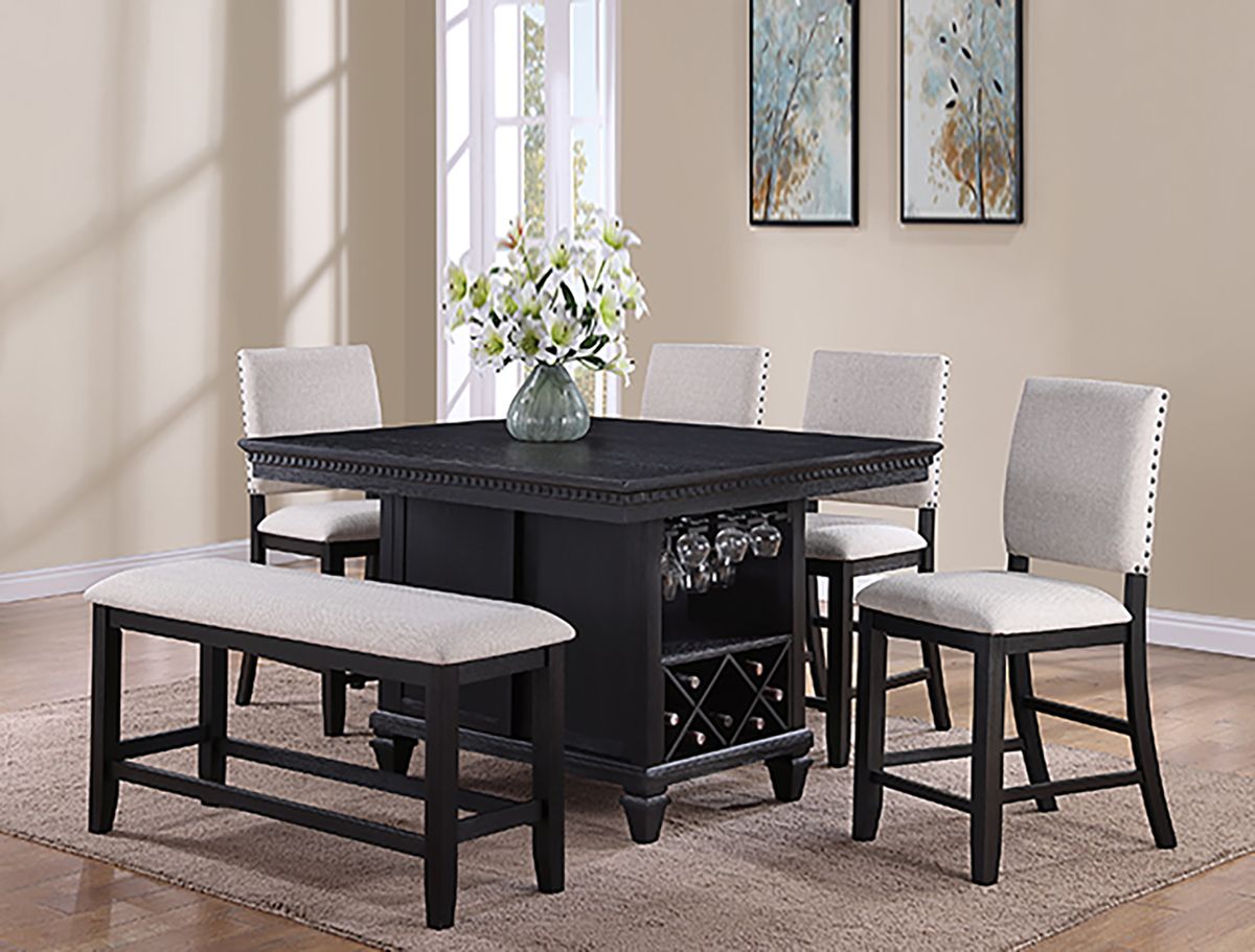 Crown Mark Furniture Regent Counter Height Bench in Black