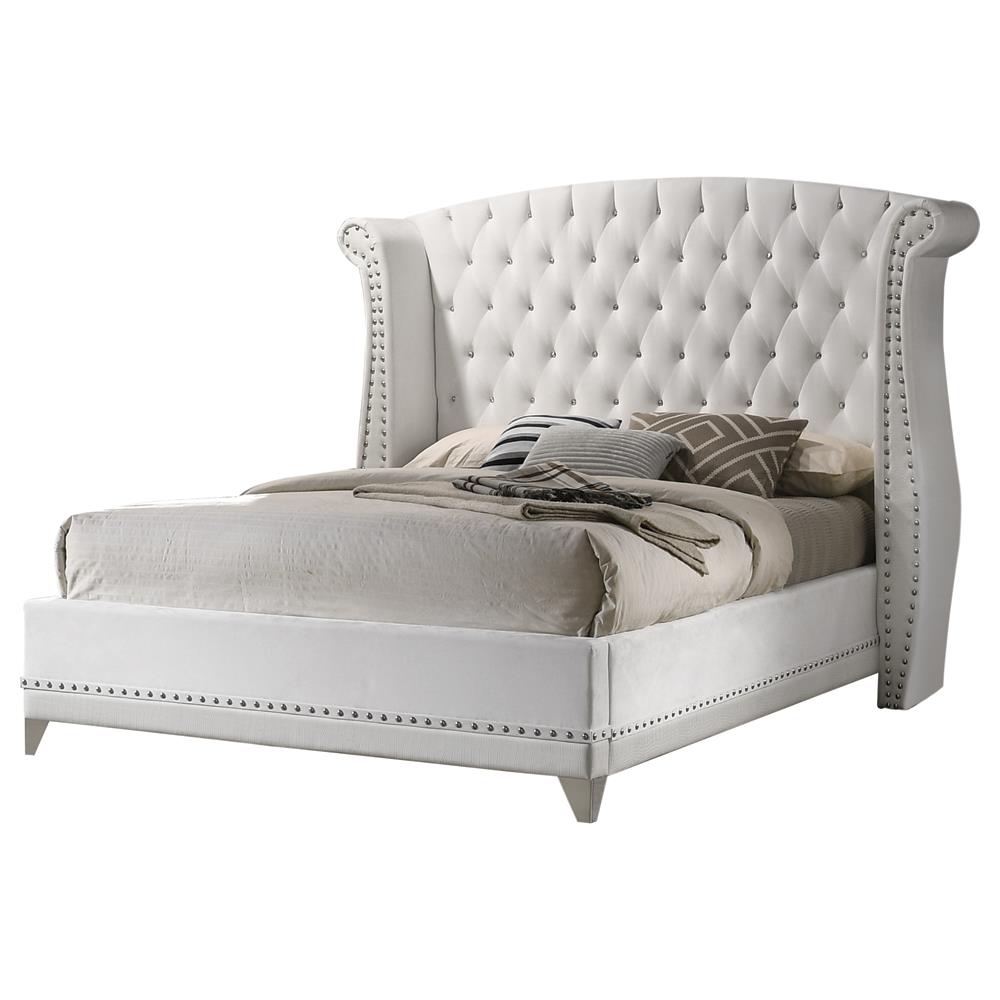 Barzini California King, Eking, & Queen Wingback Tufted Bed White - Ideal Furniture (Fresno,CA) 