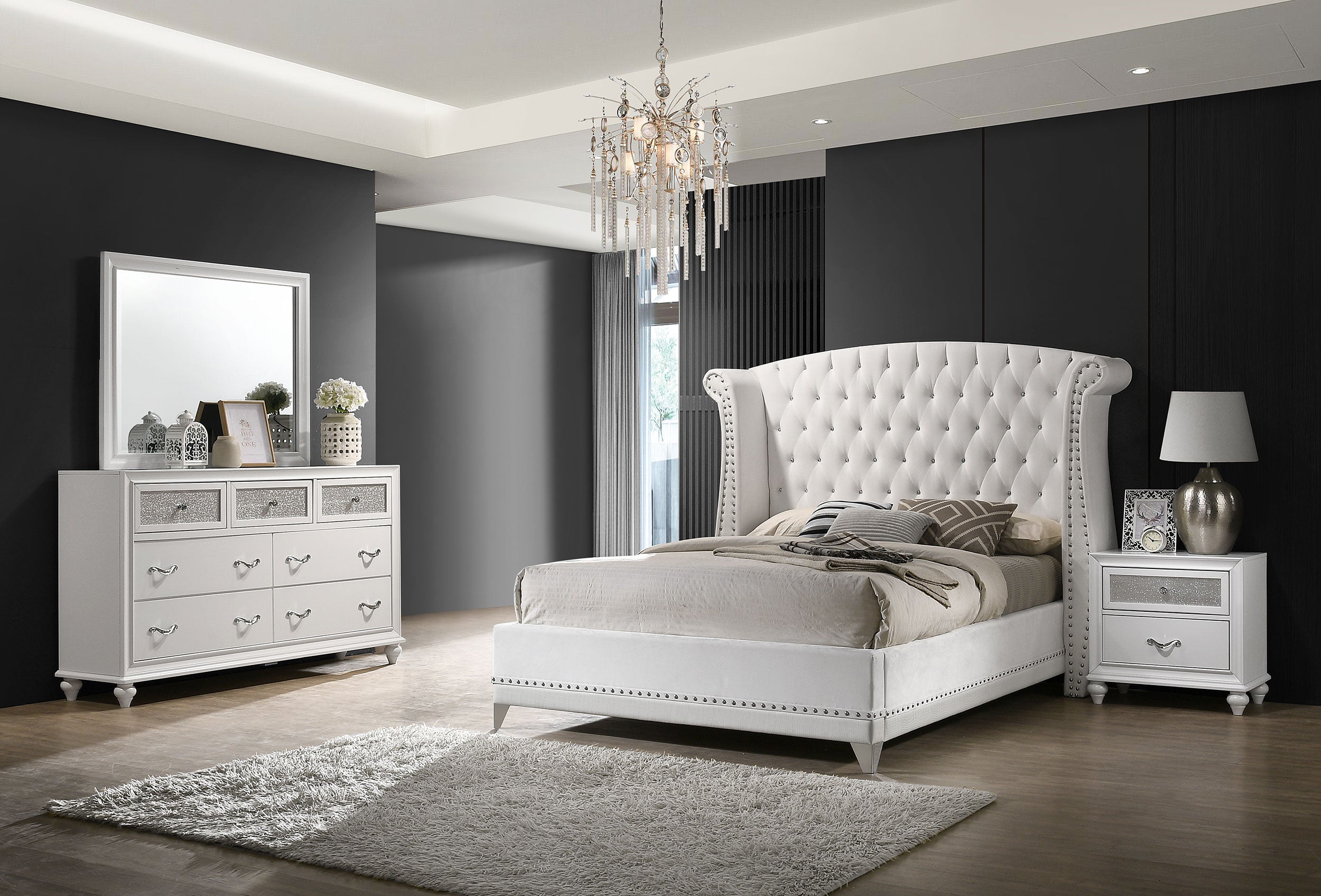 Barzini Bedroom Set White - Ideal Furniture (Fresno,CA) 