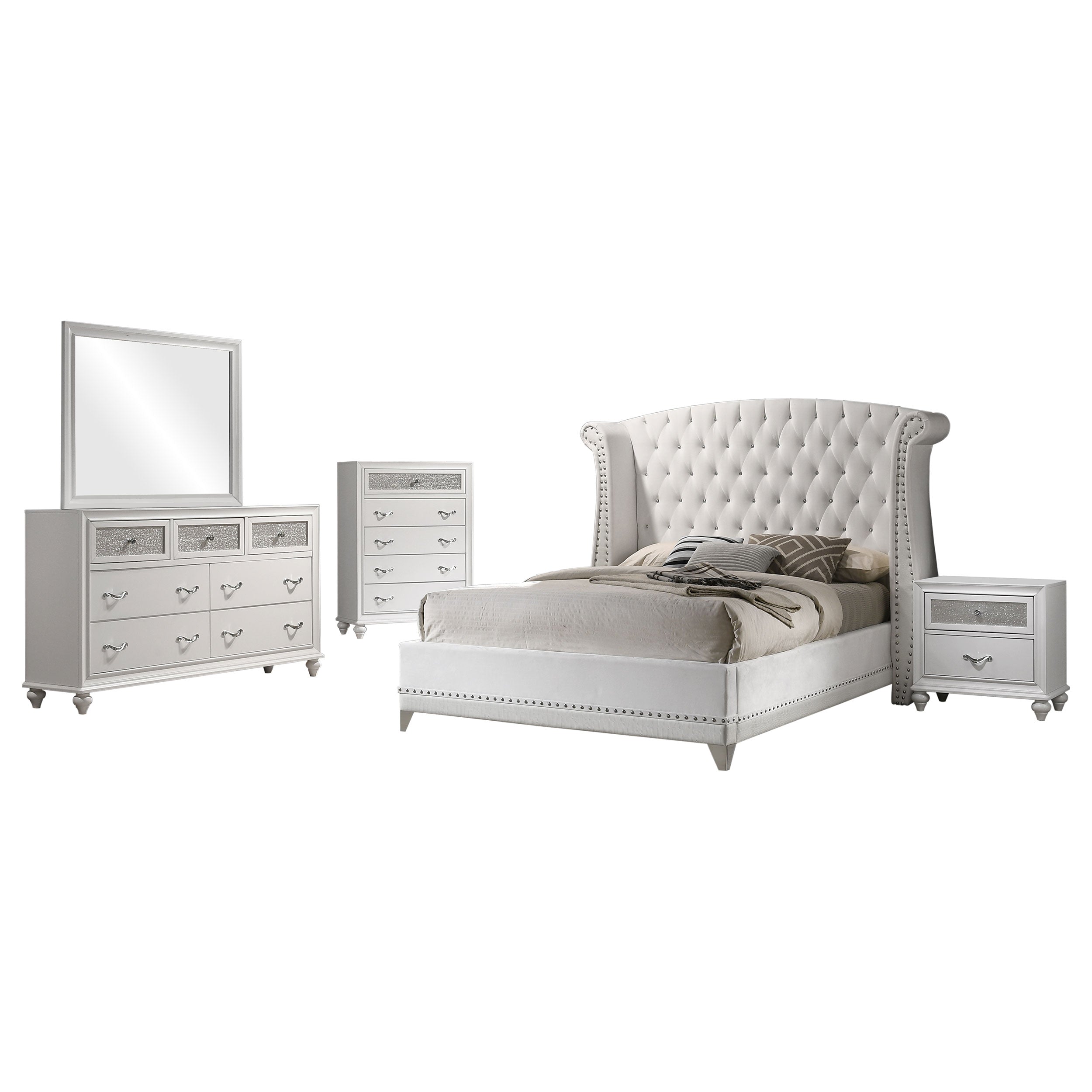 Barzini Bedroom Set White - Ideal Furniture (Fresno,CA) 