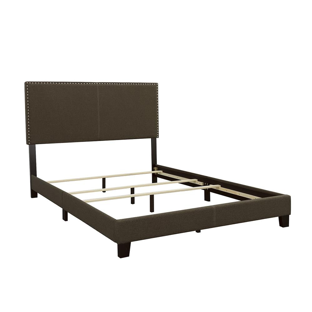Boyd California King, King, & Queen Upholstered Bed with Nailhead Trim Charcoal & Grey