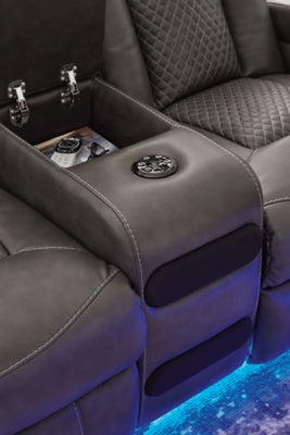 Fyne-Dyme Power Reclining Loveseat with Console - Ideal Furniture (Fresno,CA) 