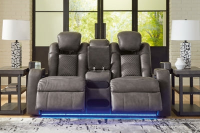 Fyne-Dyme Power Reclining Loveseat with Console - Ideal Furniture (Fresno,CA) 