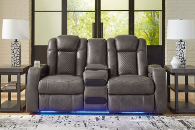 Fyne-Dyme Power Reclining Loveseat with Console - Ideal Furniture (Fresno,CA) 