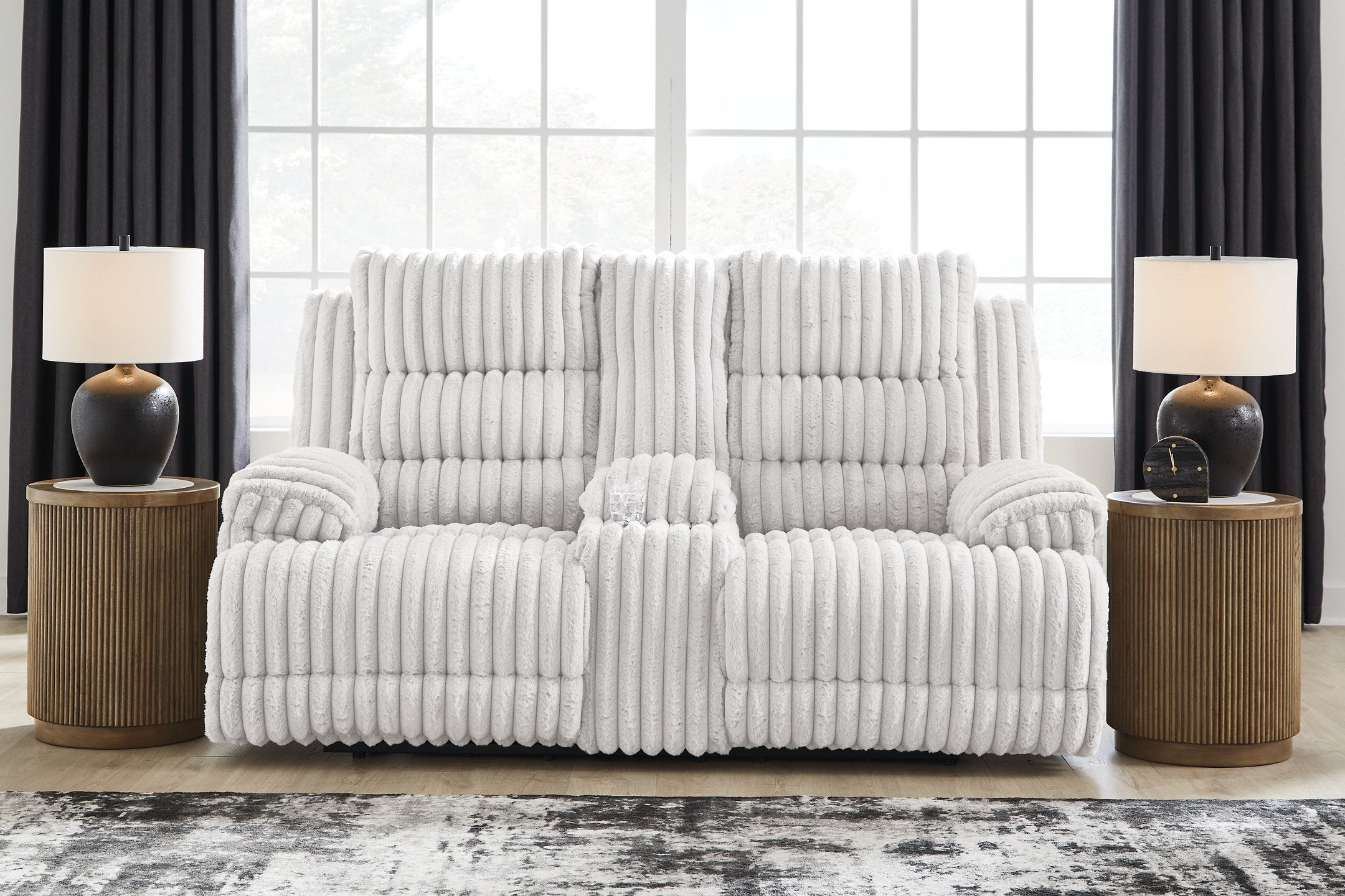 Rhines Falls Power Reclining Loveseat with Console - Ideal Furniture (Fresno,CA) 
