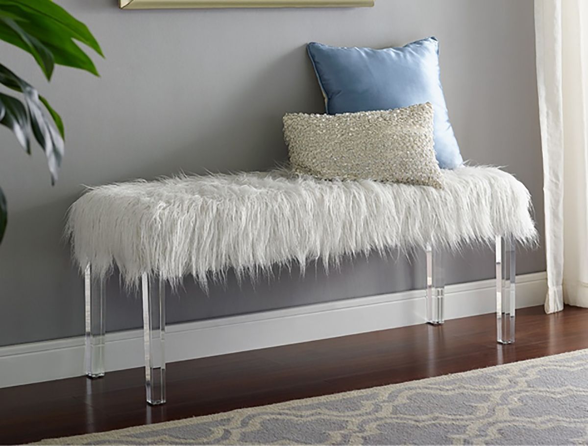 Crown Mark Furniture Fatima Bench in White