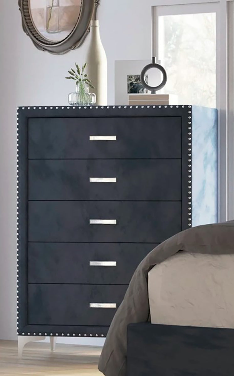 Crown Mark Furniture Lucinda 5 Drawer Chest in Gray - Ideal Furniture (Fresno,CA) 