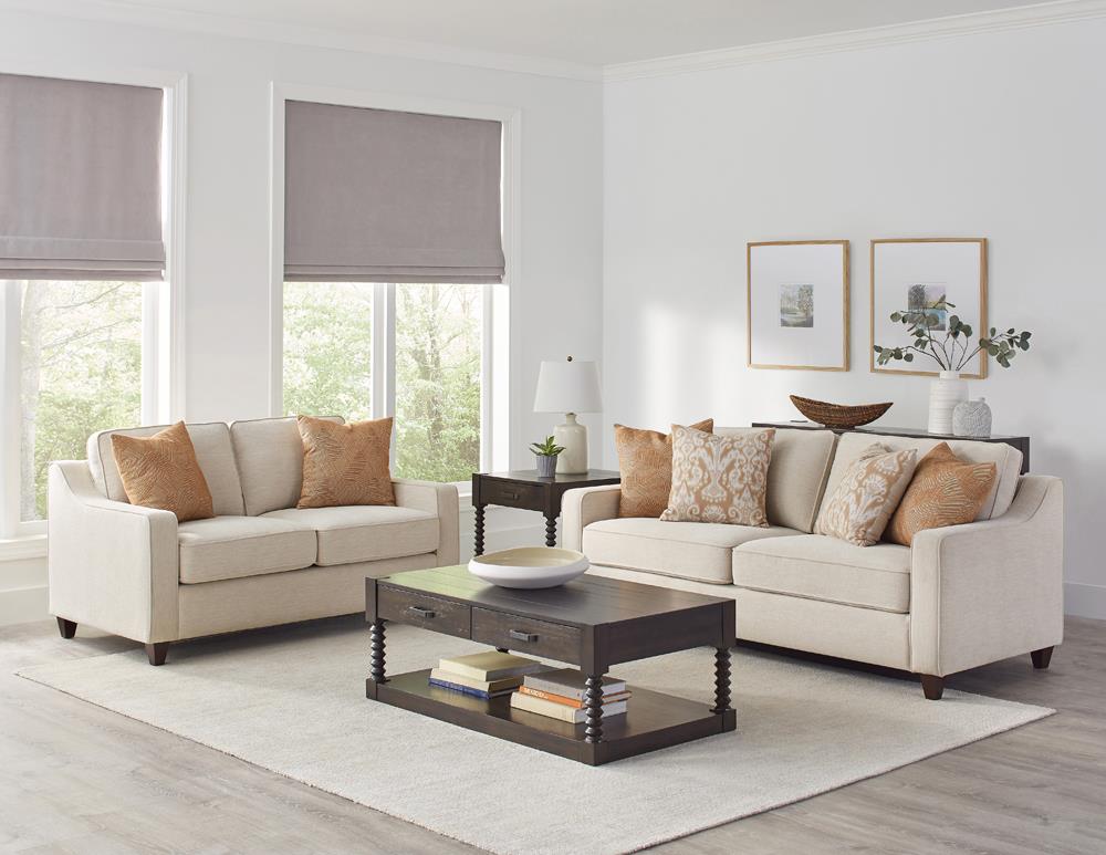 Christine Cushion Back Living Room Set Beige - Ideal Furniture (Fresno,CA) 