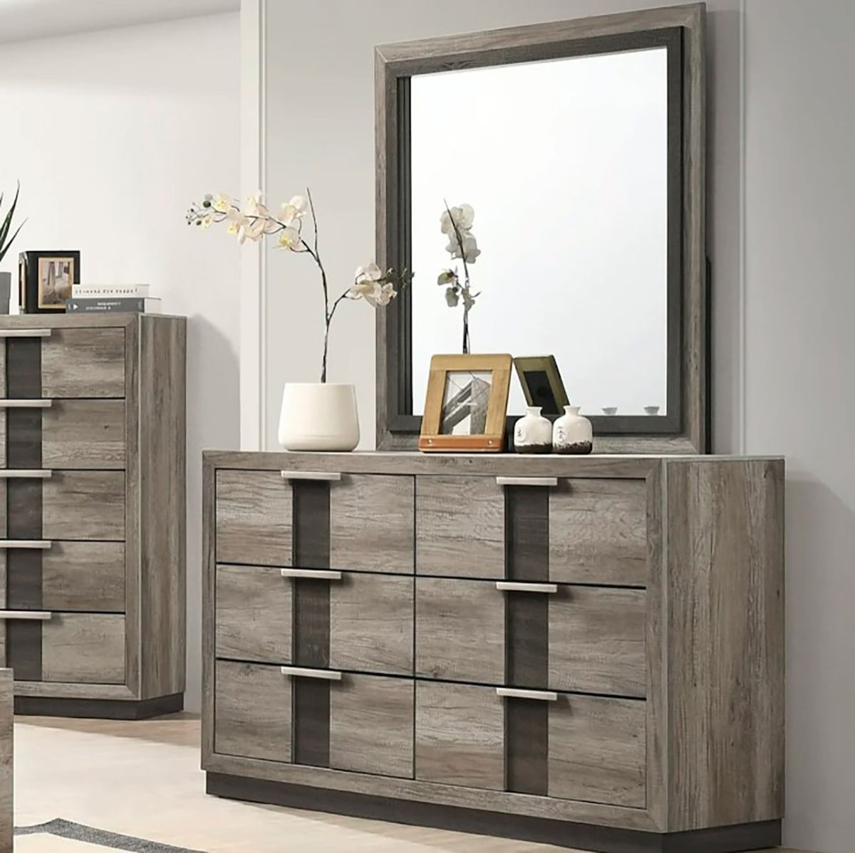 Crown Mark Furniture Rangley Dresser Mirror in Brown - Ideal Furniture (Fresno,CA) 