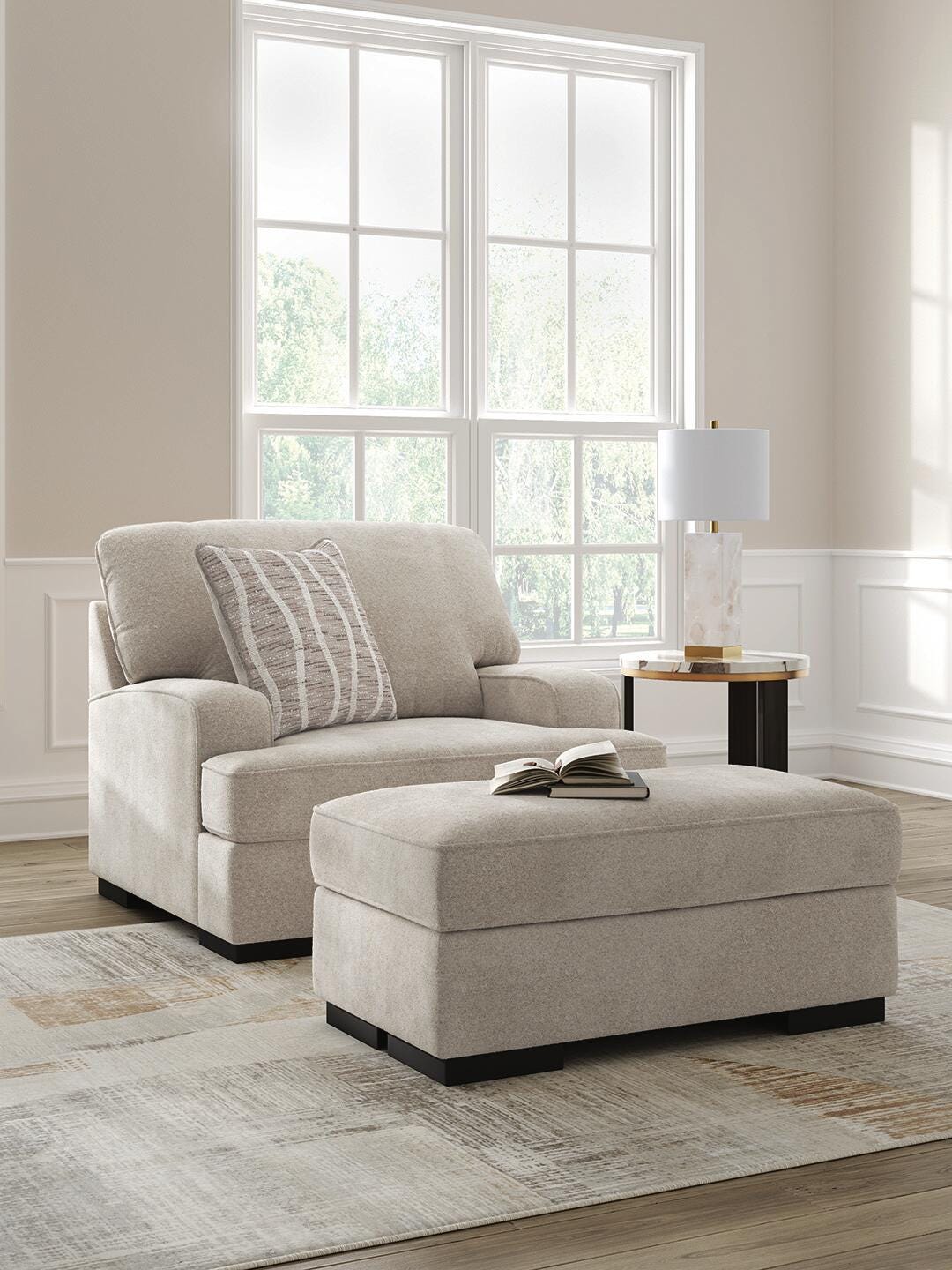 High Profile Chair & Ottoman Living Room Set - Ideal Furniture (Fresno,CA) 