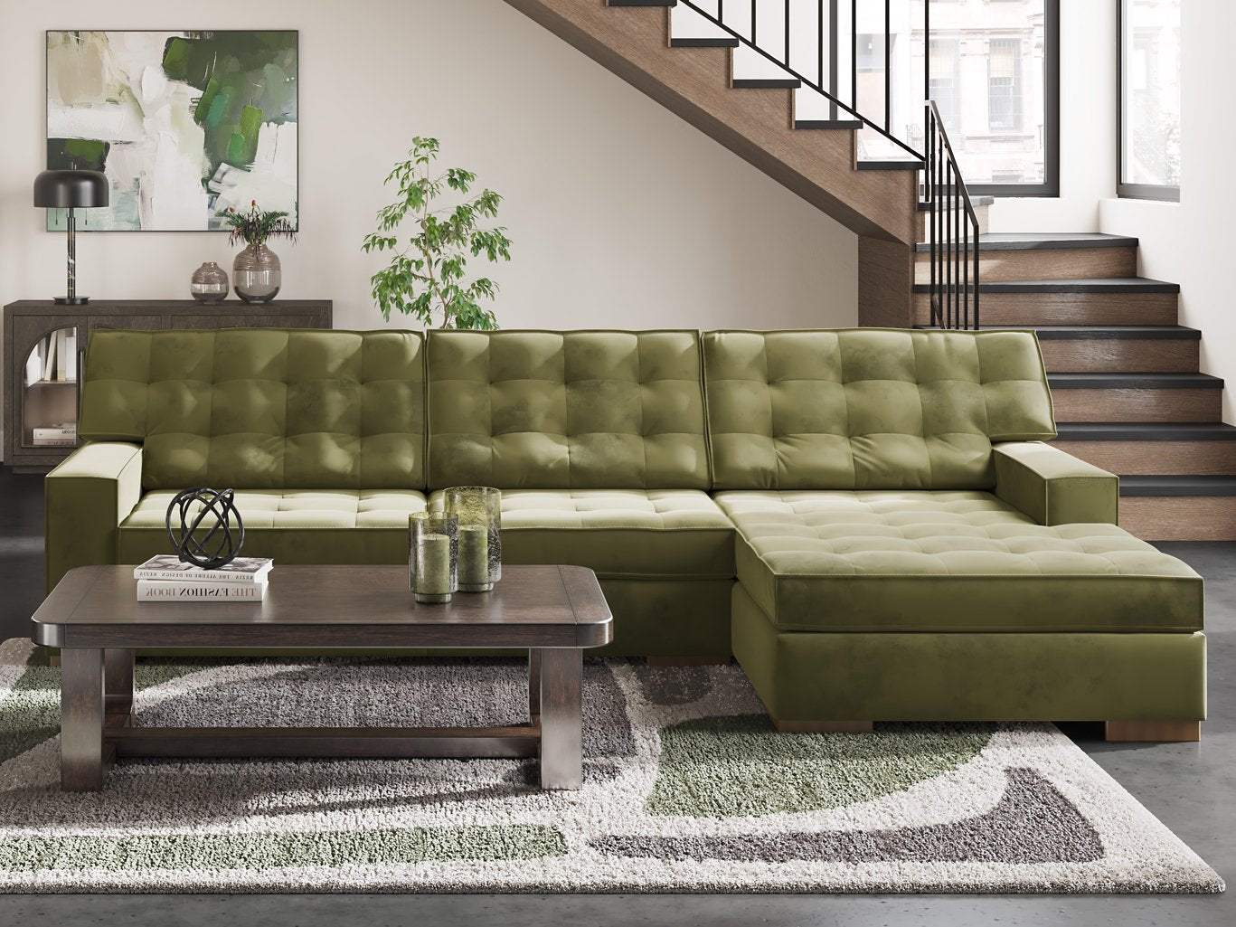 Caspian-Town Sectional with Chaise - Ideal Furniture (Fresno,CA) 