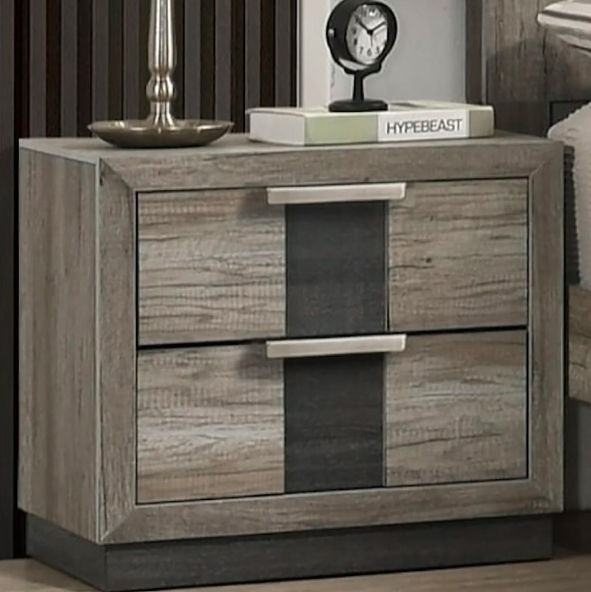 Crown Mark Furniture Rangley 2 Drawer Nightstand in Brown - Ideal Furniture (Fresno,CA) 