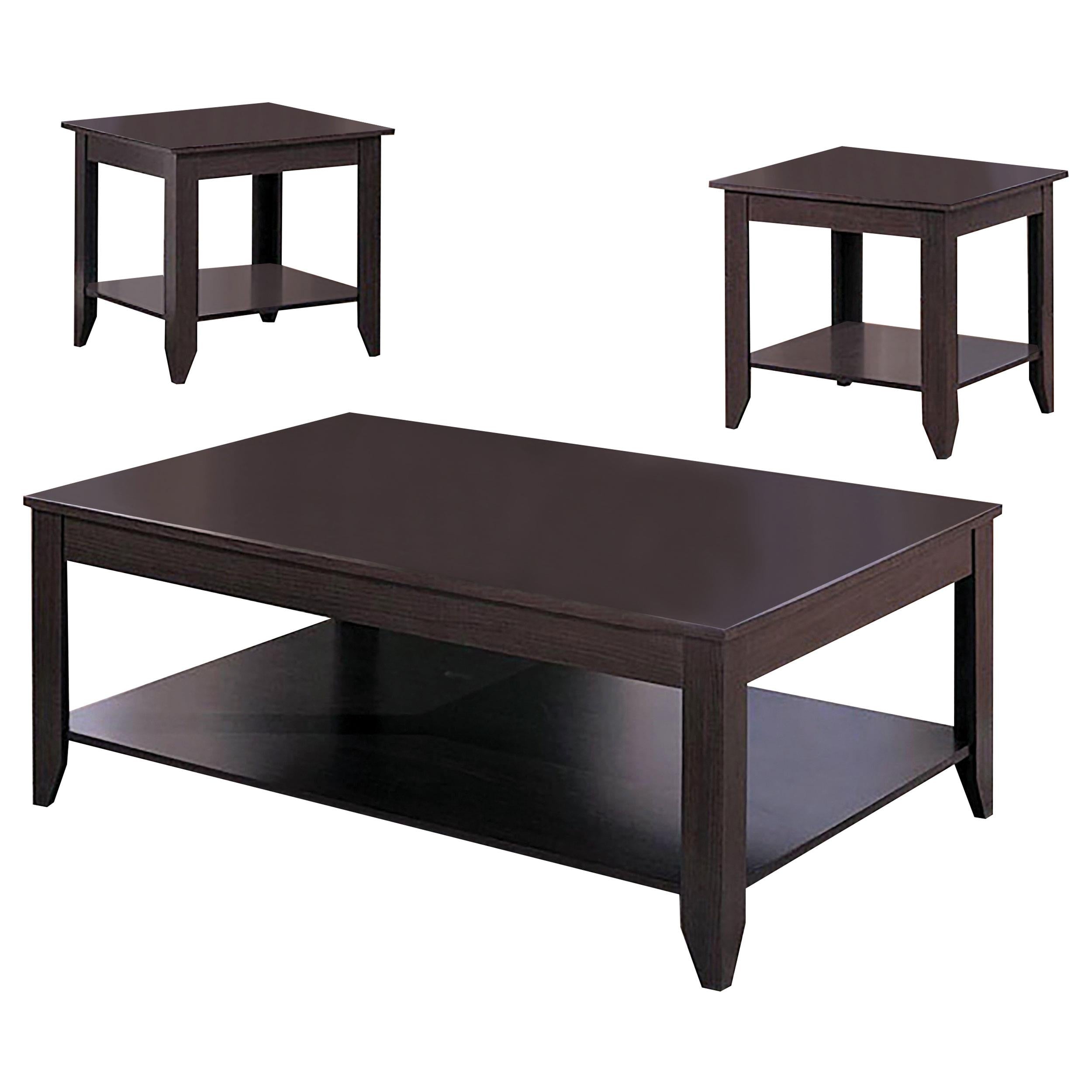 Brooks 3-piece Occasional Table Set with Lower Shelf Cappuccino - Ideal Furniture (Fresno,CA) 