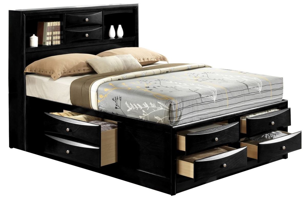 Crown Mark Furniture Emily Captain's Queen Bed in Black - Ideal Furniture (Fresno,CA) 