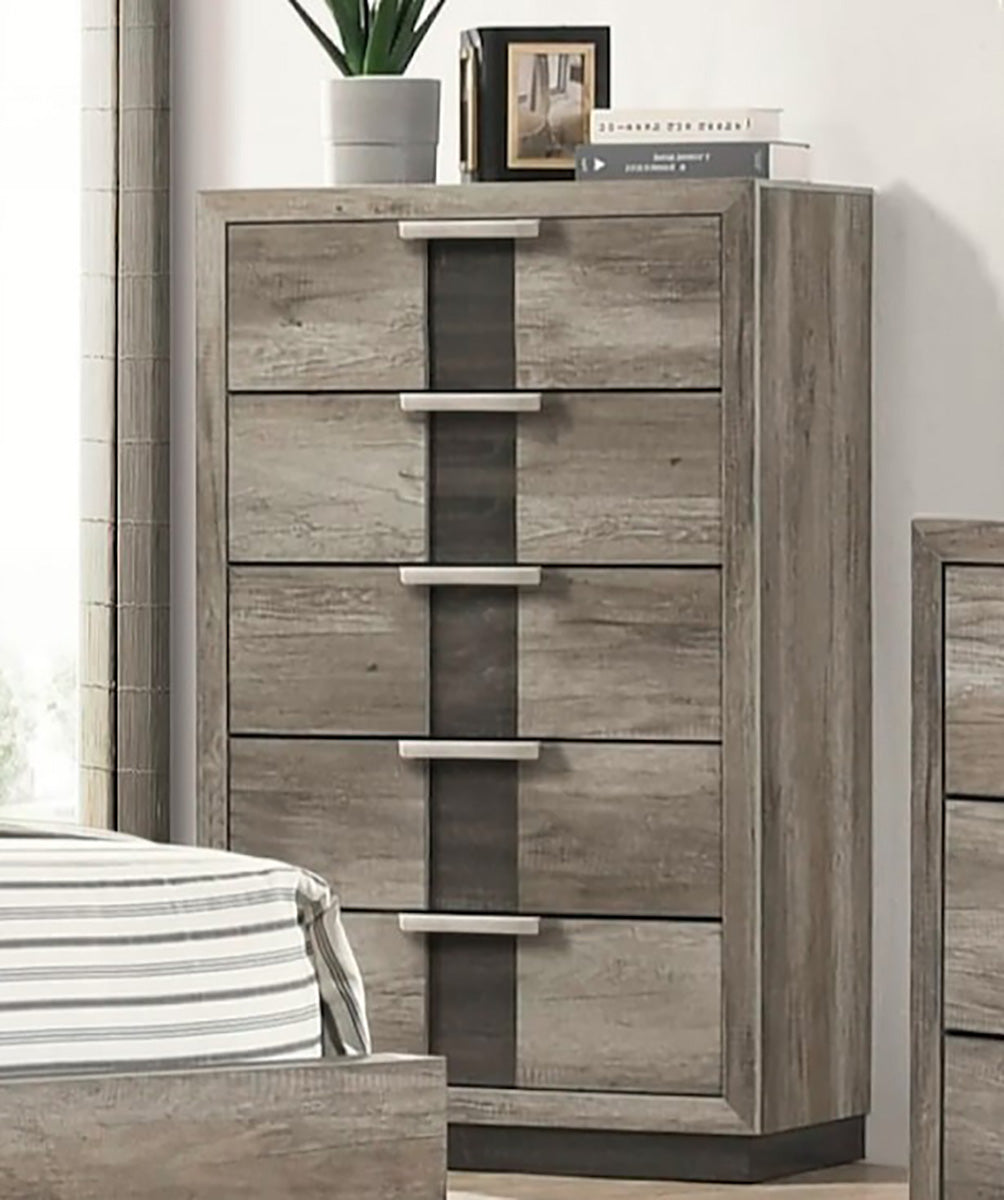 Crown Mark Furniture Rangley 5 Drawer Chest in Brown - Ideal Furniture (Fresno,CA) 