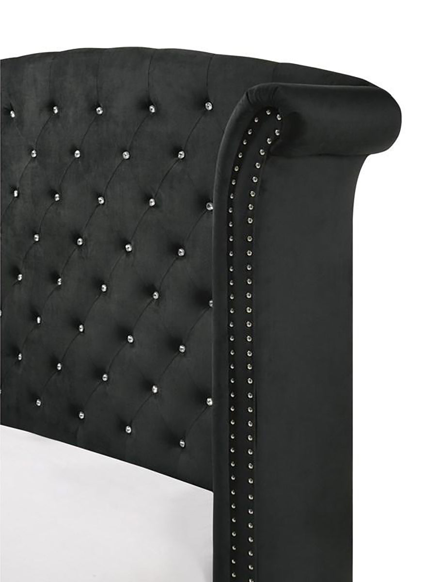 Crown Mark Furniture Lucinda Queen Upholstered Panel Bed in Black B9265-Q - Ideal Furniture (Fresno,CA) 