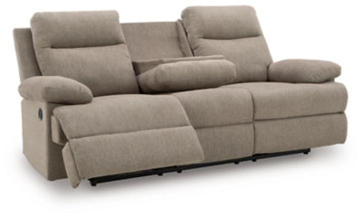 Side-Swipe Reclining Sofa with Drop Down Table - Ideal Furniture (Fresno,CA) 
