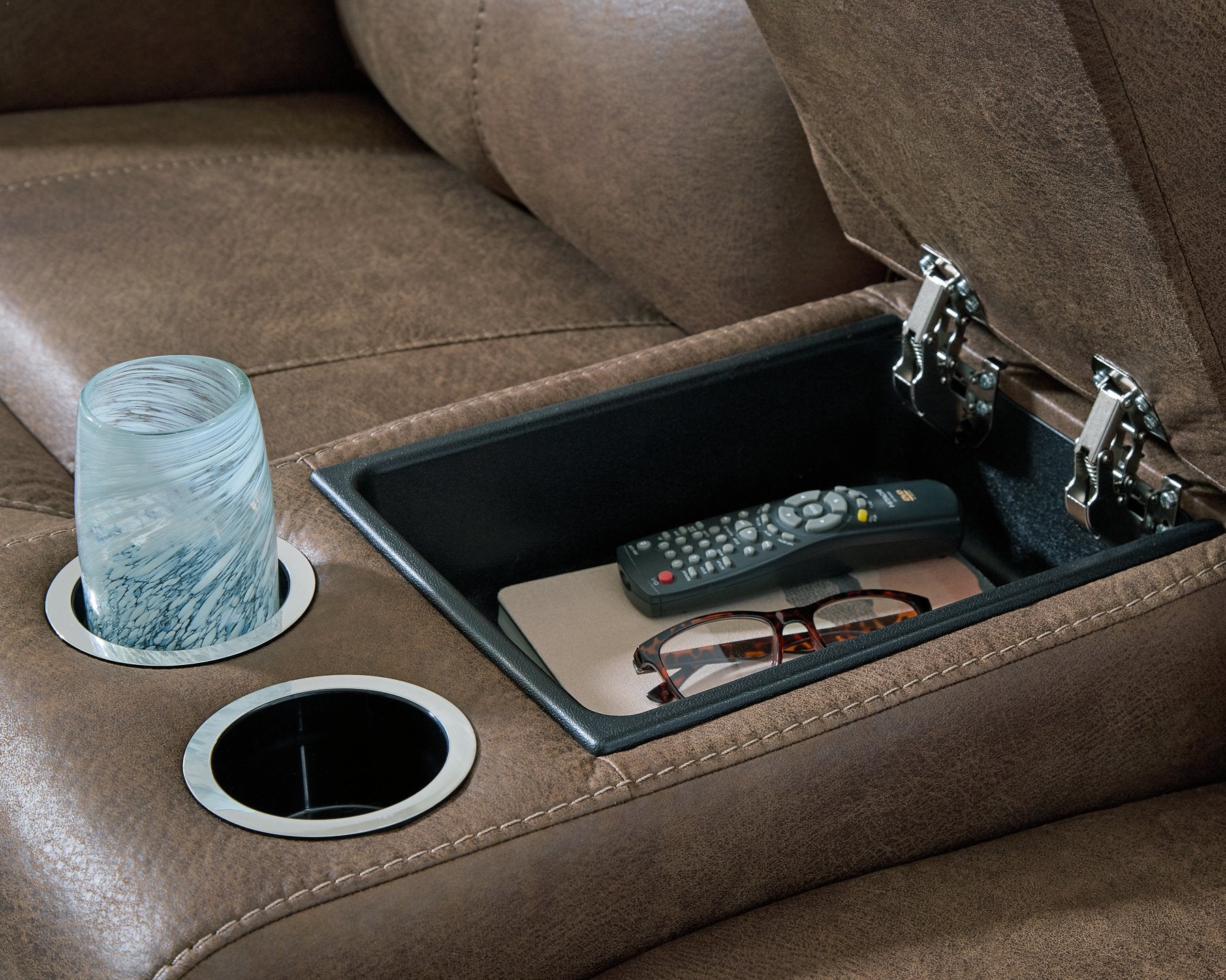 Beckley Place Power Reclining Loveseat with Console - Ideal Furniture (Fresno,CA) 
