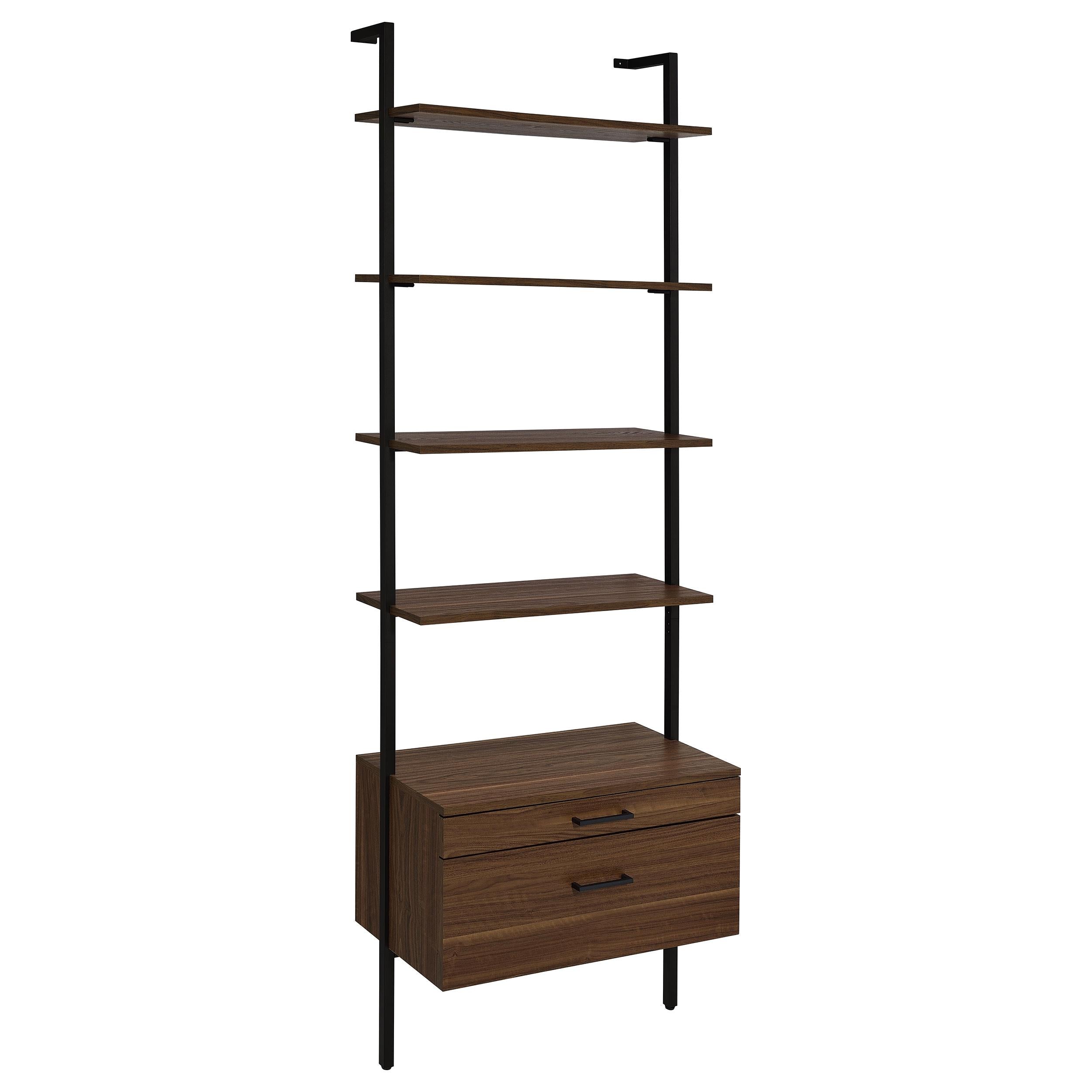 Owens 3-piece 96-inch Wall Mounted Bookshelf Set Walnut - Ideal Furniture (Fresno,CA) 
