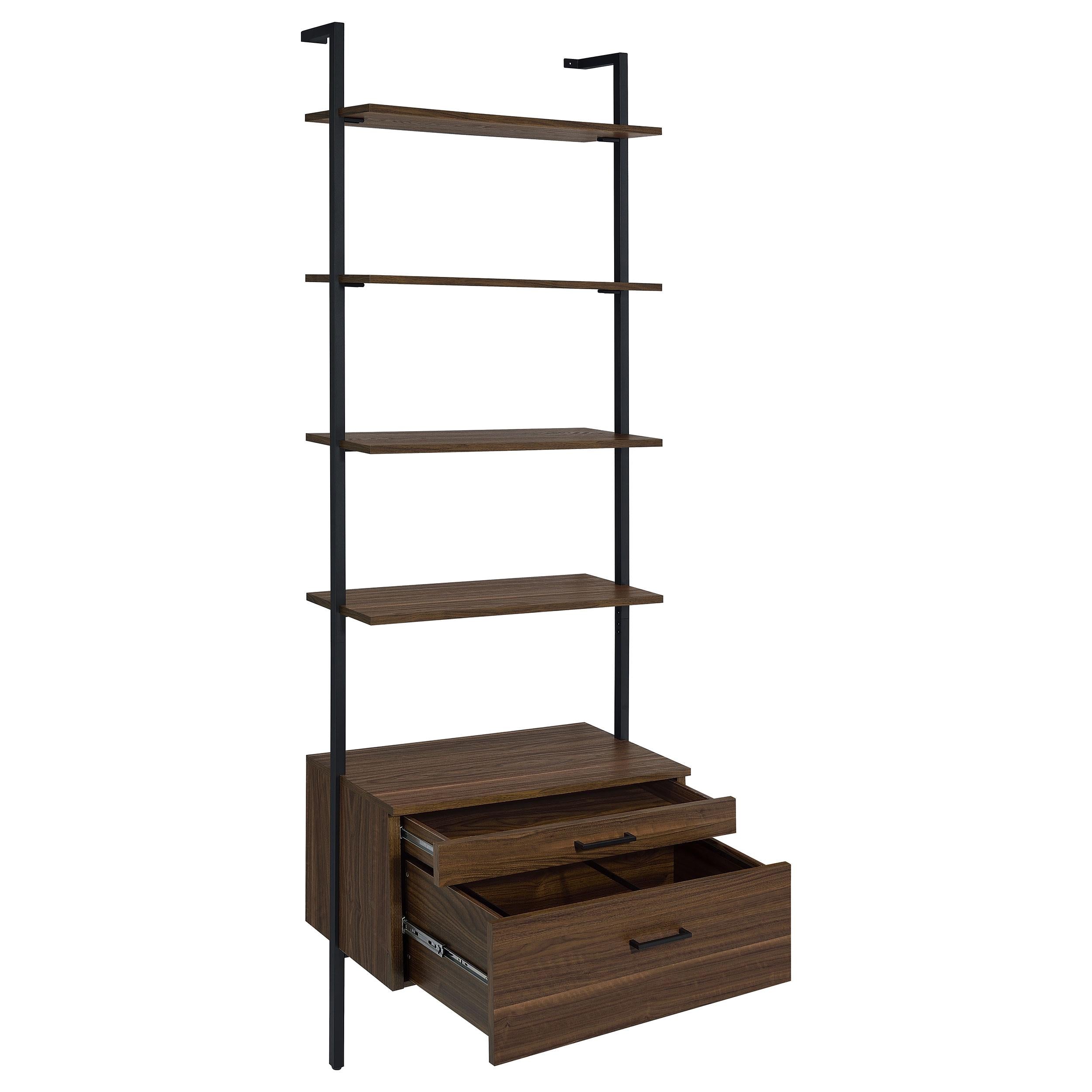 Owens 3-piece 96-inch Wall Mounted Bookshelf Set Walnut - Ideal Furniture (Fresno,CA) 