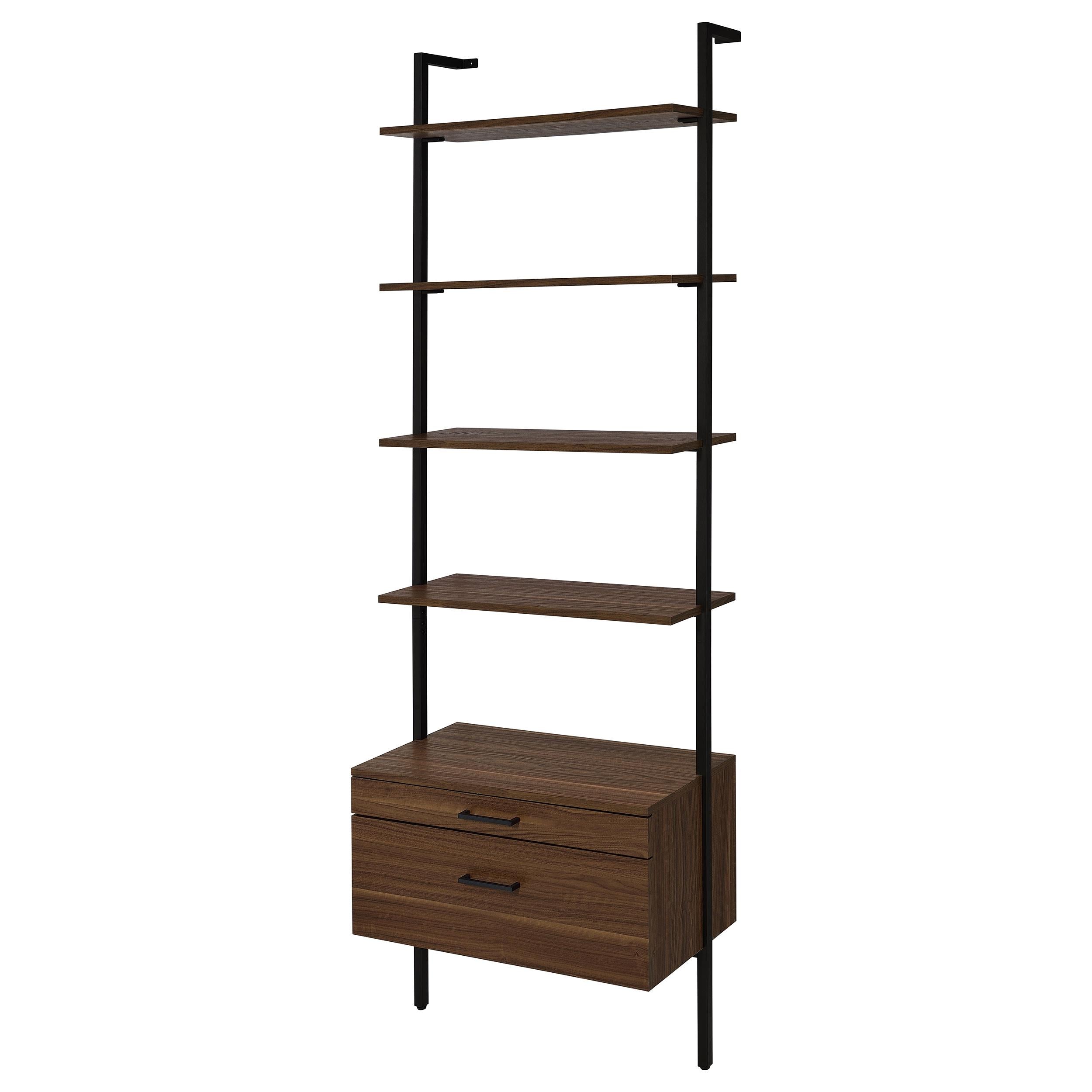 Owens 96-inch 4-shelf Storage Wall Bookshelf Walnut - Ideal Furniture (Fresno,CA) 