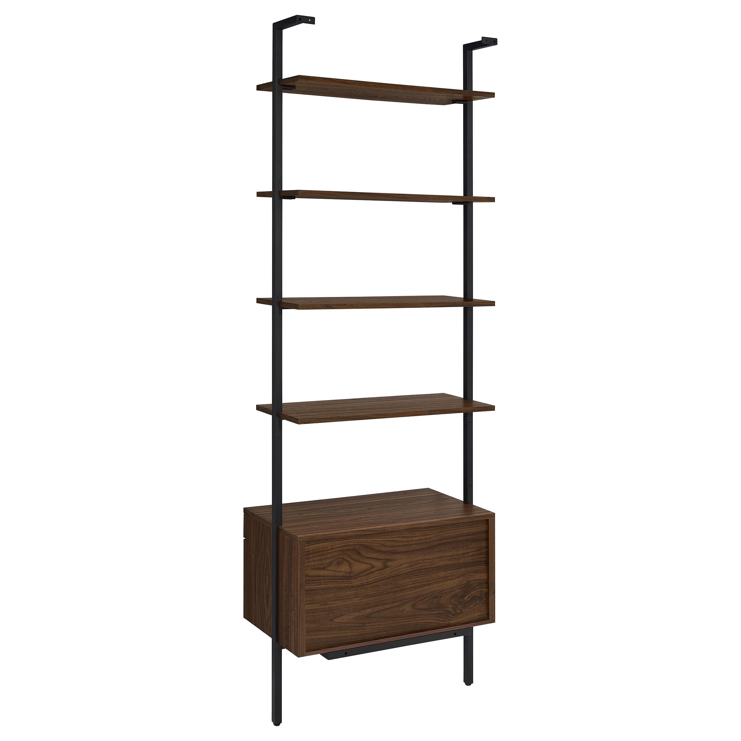 Owens 96-inch 4-shelf Storage Wall Bookshelf Walnut - Ideal Furniture (Fresno,CA) 