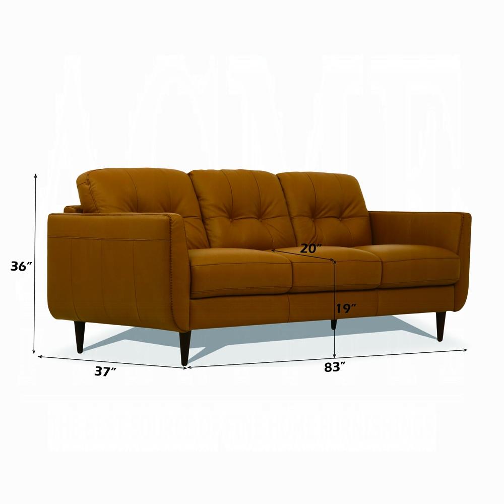 Radwan Camel Leather Sofa - Ideal Furniture (Fresno,CA) 