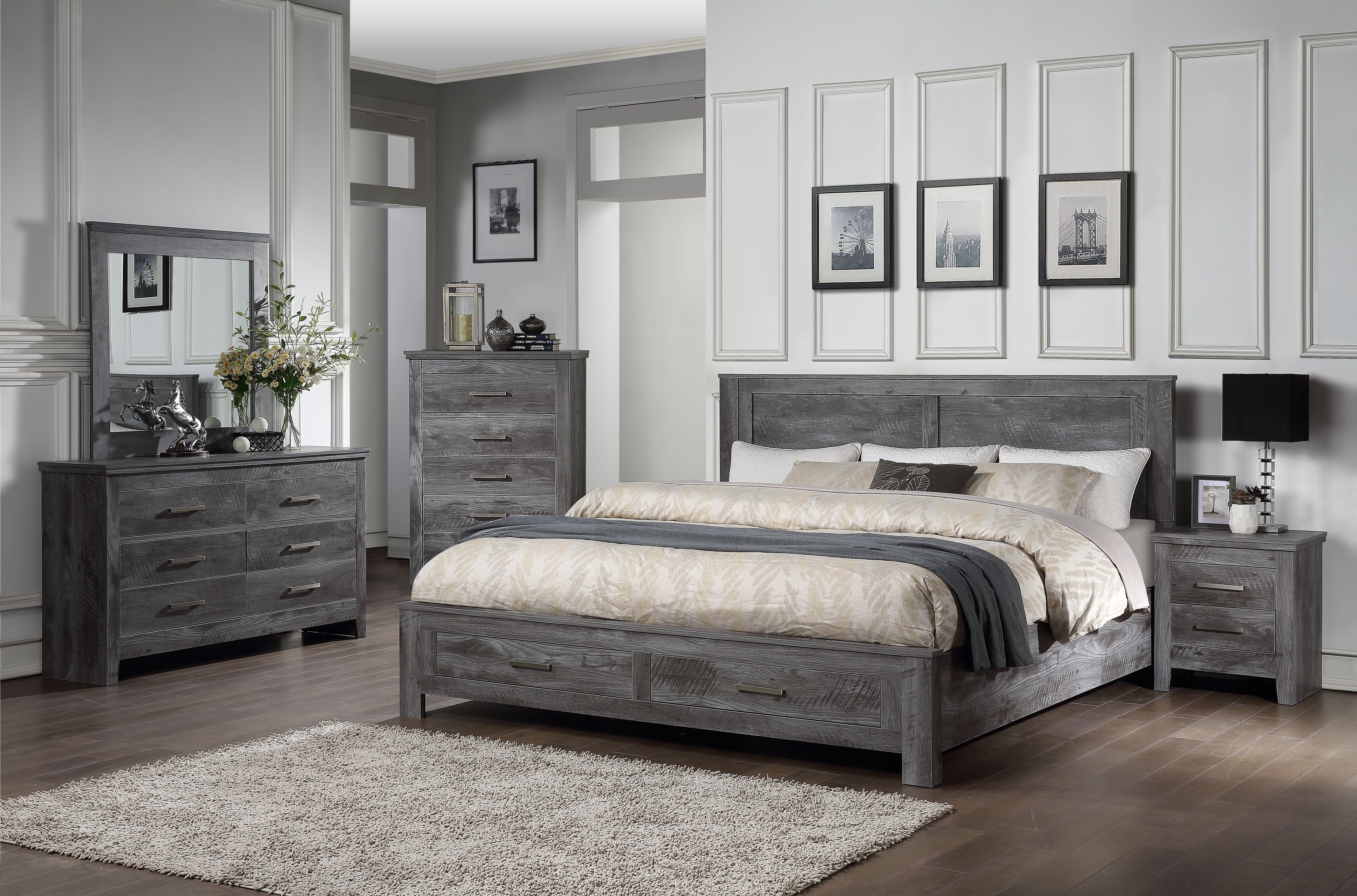 Vidalia Rustic Gray Oak Queen Bed (Storage) image