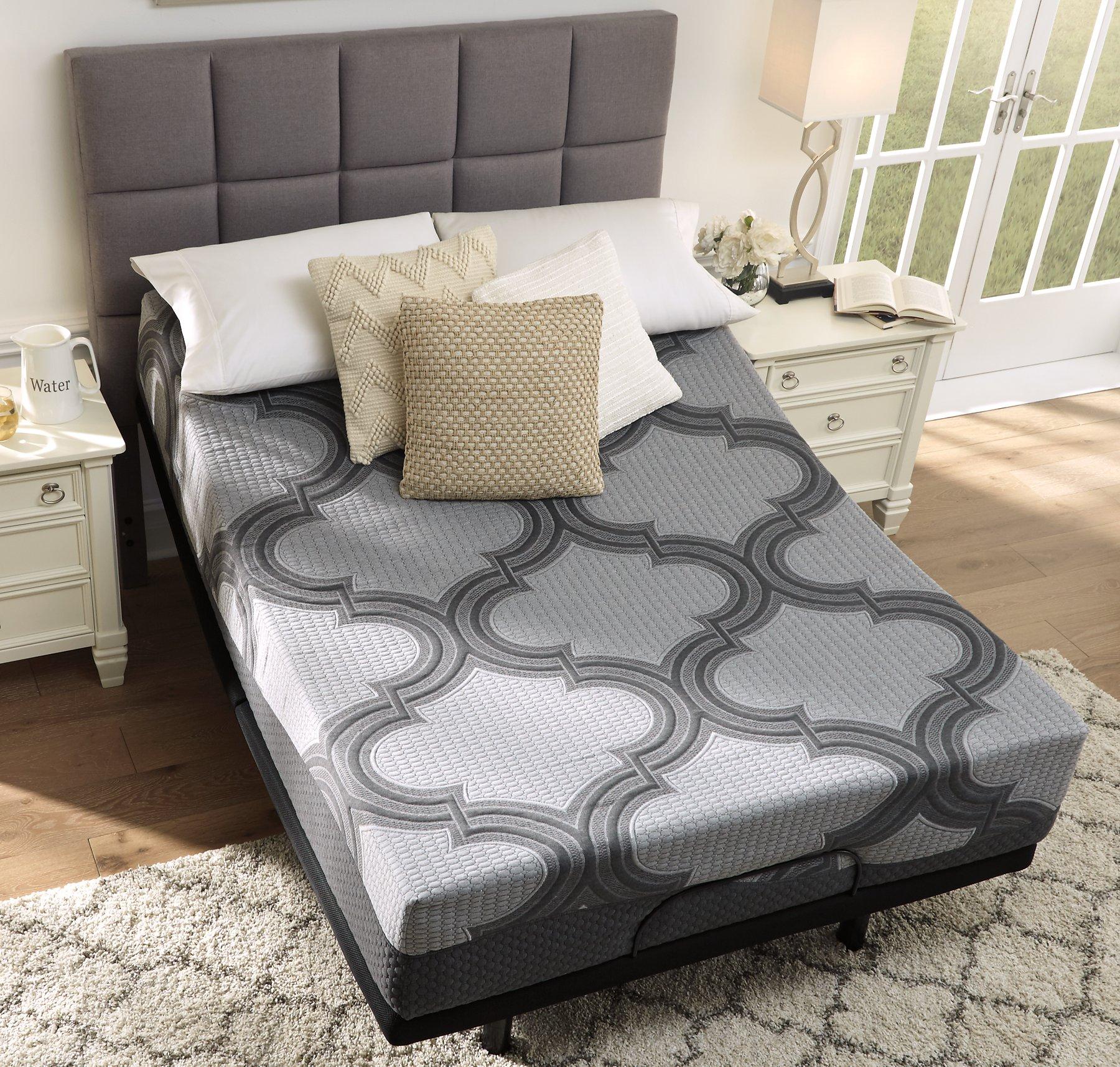 12 Inch Ashley Hybrid King Adjustable Base and Mattress - Ideal Furniture (Fresno,CA) 
