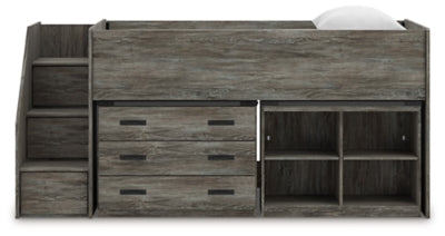 Frandern Loft Bed with Bookcase and Drawer Storage - Ideal Furniture (Fresno,CA) 