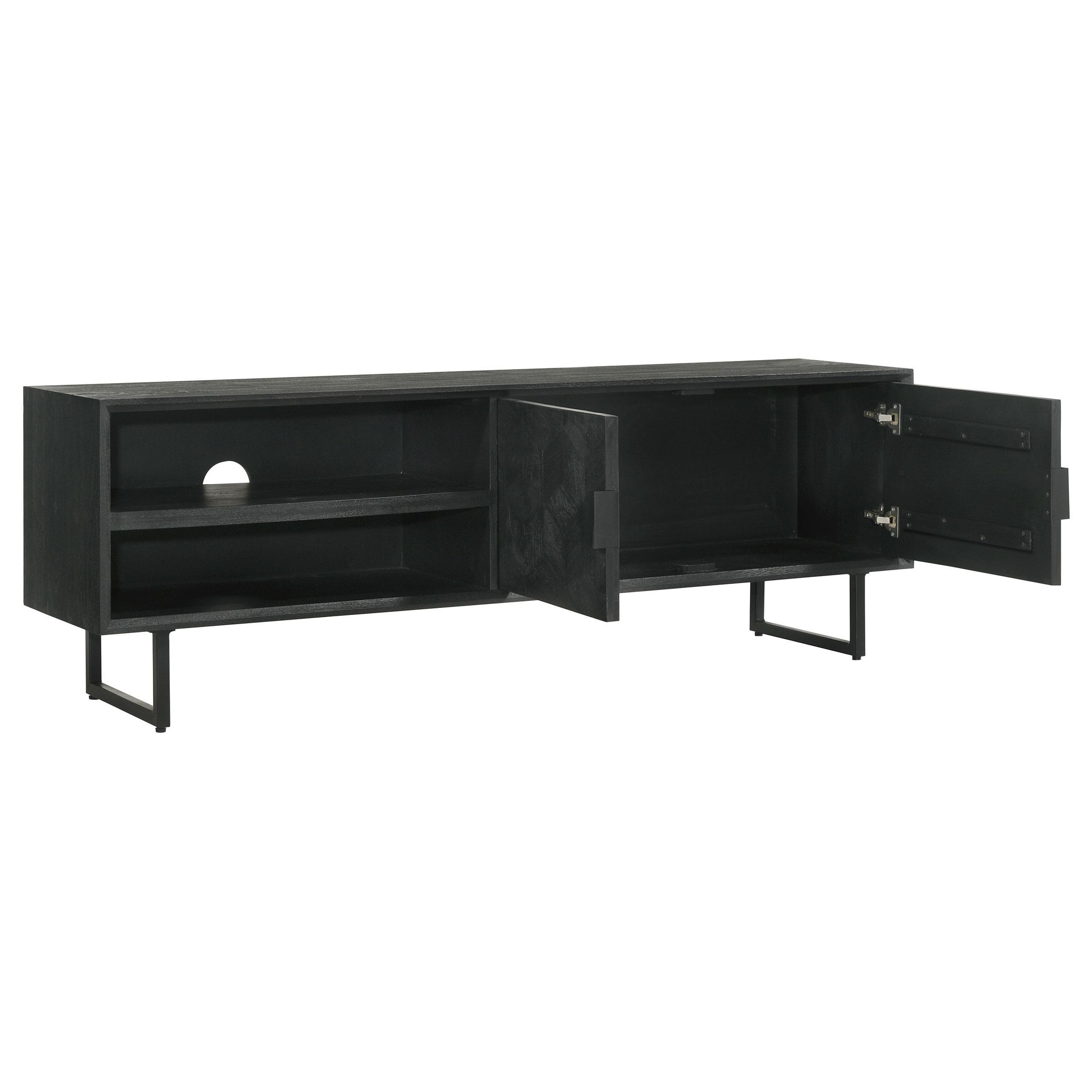 Marsden 2-door Wood 70" TV Stand Charcoal Black - Ideal Furniture (Fresno,CA) 