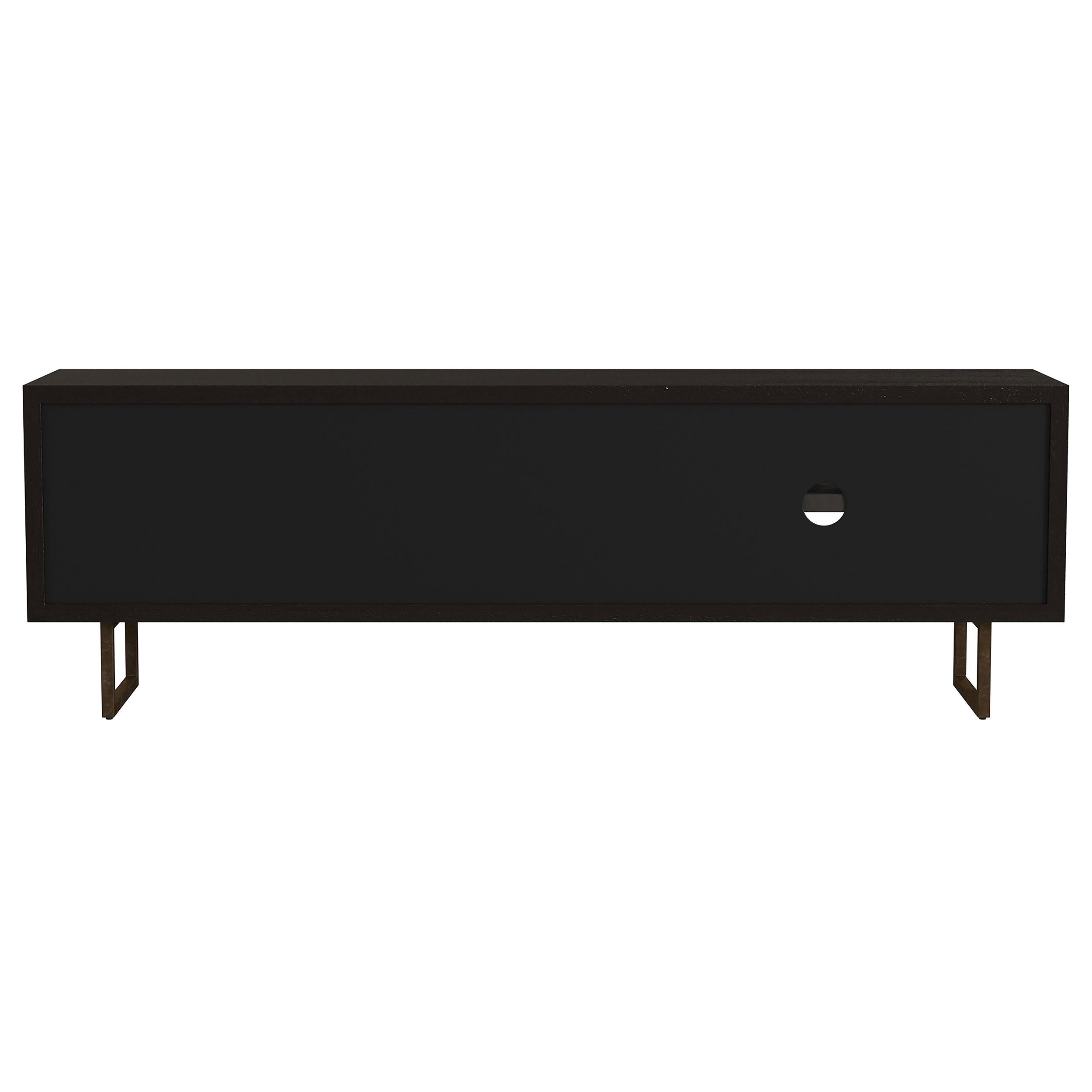 Marsden 2-door Wood 70" TV Stand Charcoal Black - Ideal Furniture (Fresno,CA) 