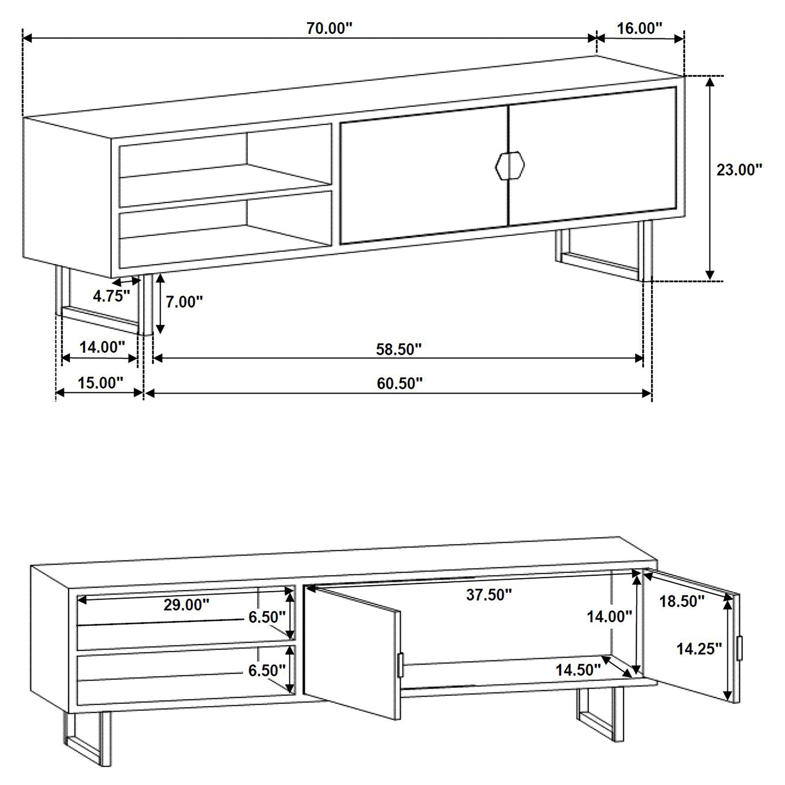 Marsden 2-door Wood 70" TV Stand Charcoal Black - Ideal Furniture (Fresno,CA) 