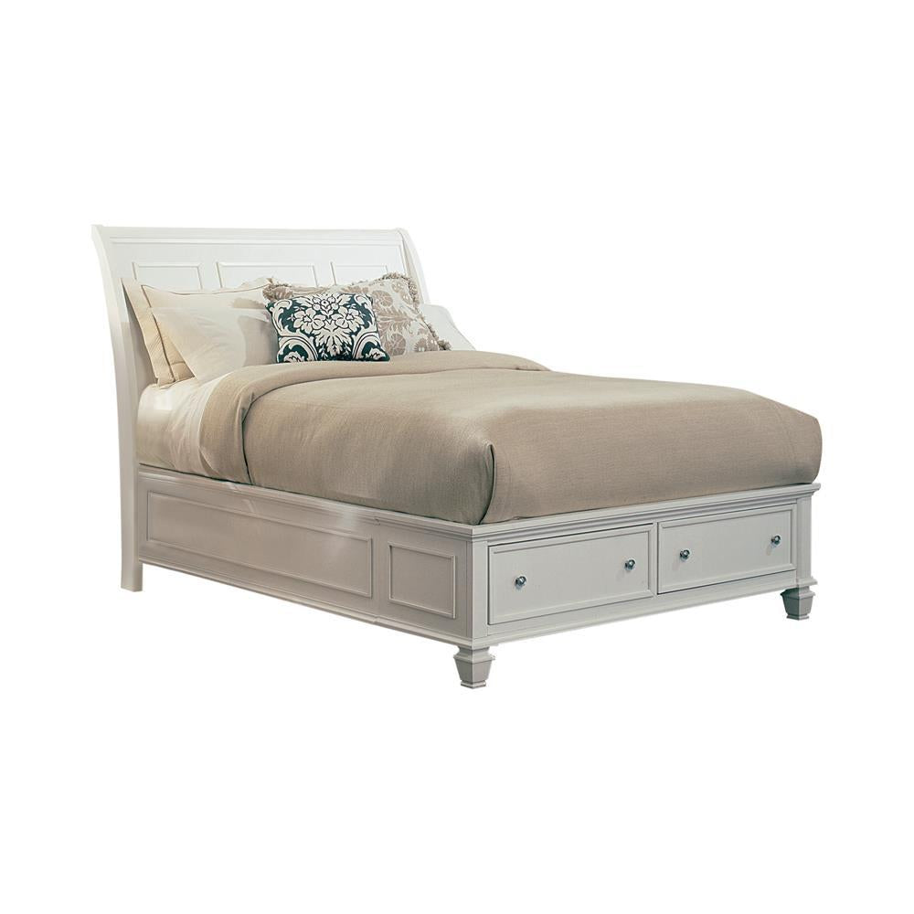 Sandy Beach Queen Storage Sleigh Bed Cream White