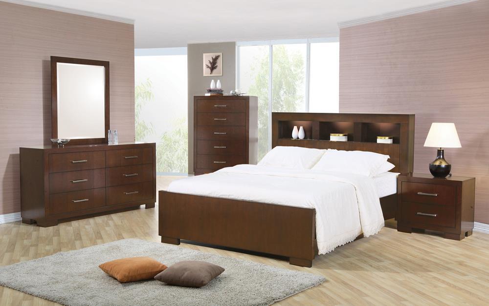 Jessica California King, E.king, & Queen Bed with Storage Headboard Cappuccino - Ideal Furniture (Fresno,CA) 