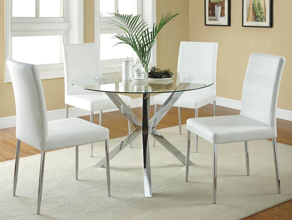 Vance Glass Top Dining Table with X-cross Base Chrome - Ideal Furniture (Fresno,CA) 