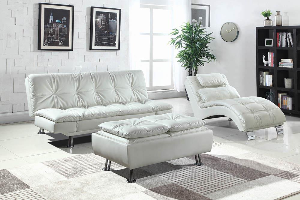 Dilleston Upholstered Chaise White