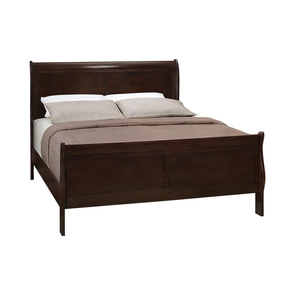 Louis Philippe Eastern King & Queen Panel Sleigh Bed Cappuccino - Ideal Furniture (Fresno,CA) 
