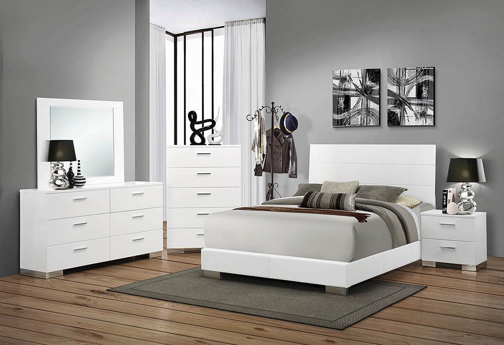 Felicity California King Panel Bed Glossy White - Ideal Furniture (Fresno,CA) 